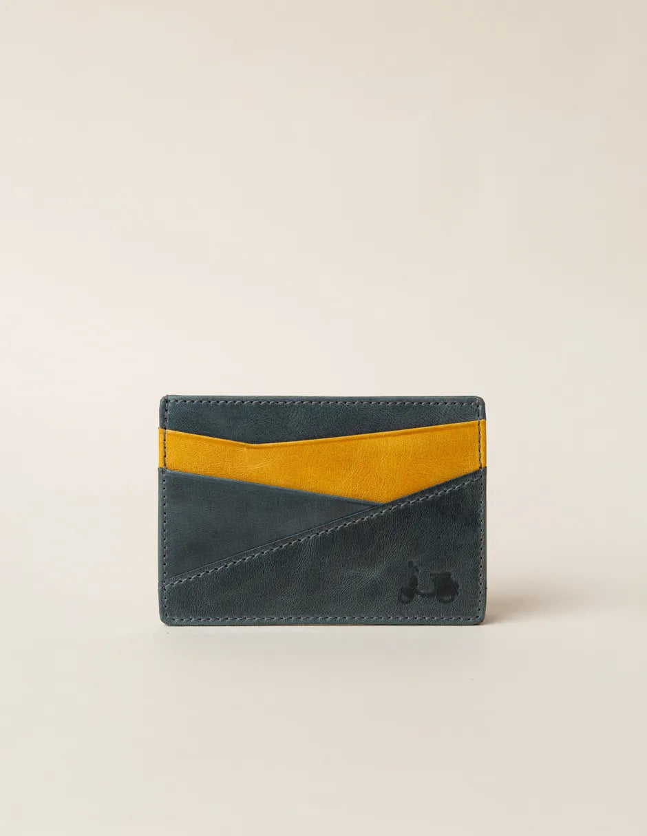 Tarjetero de piel marino
