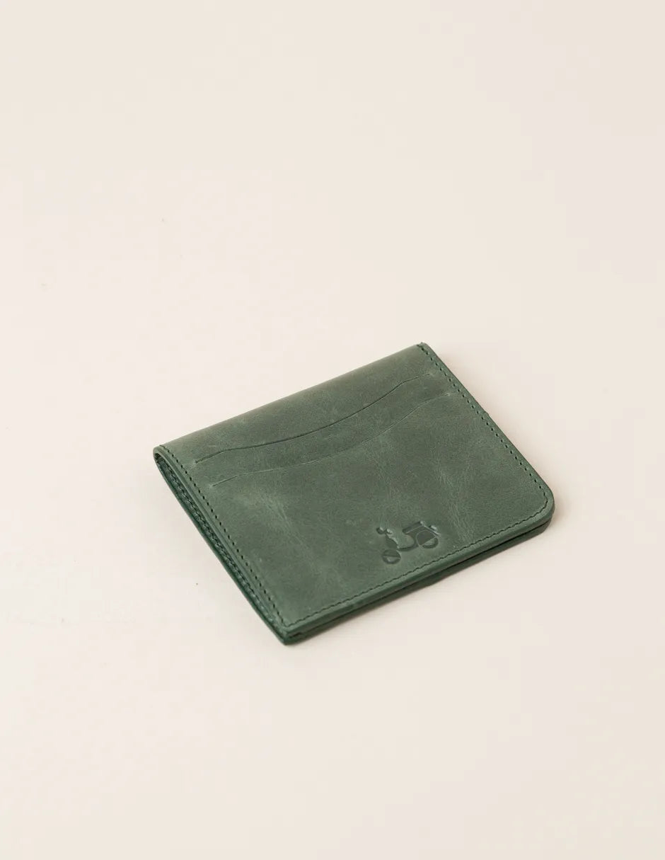 Cartera de piel verde
