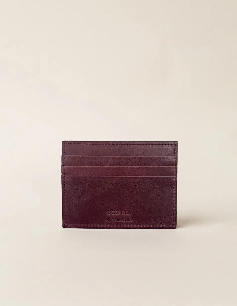 Tarjetero de piel burdeos