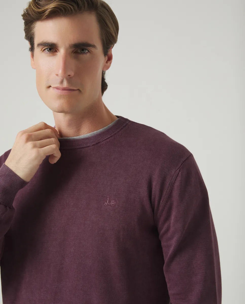 Jersey Lavado Crew Neck Cotton Burdeos | Scotta 1985