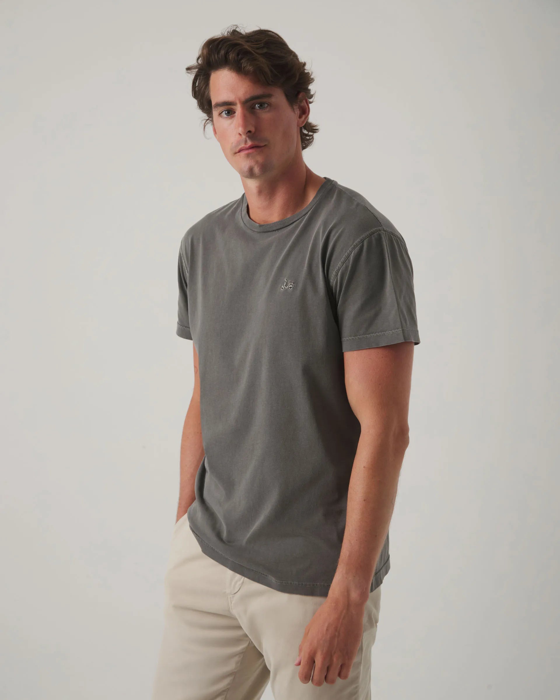 Camiseta gris básica con logo