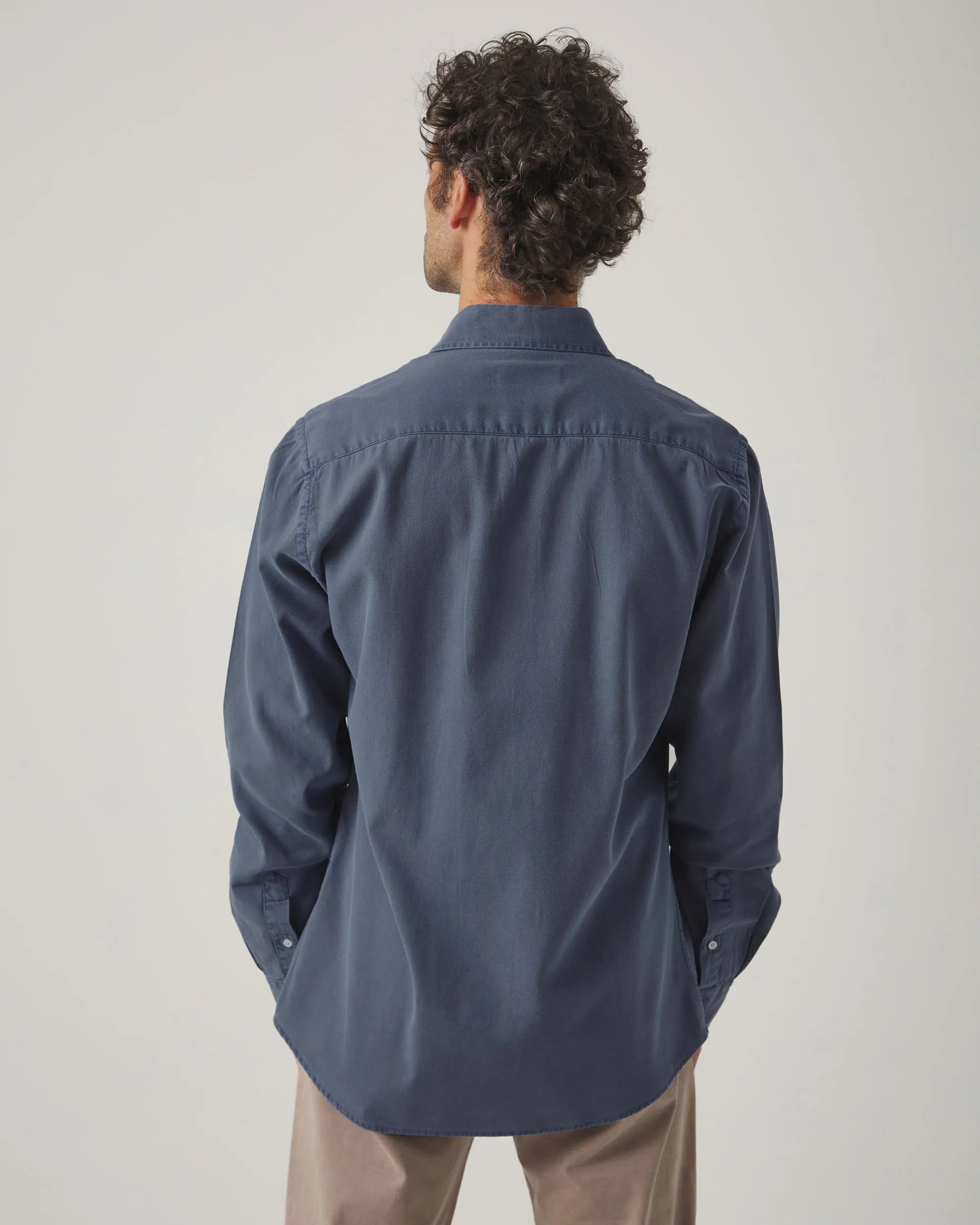 Camisa de algodón azul