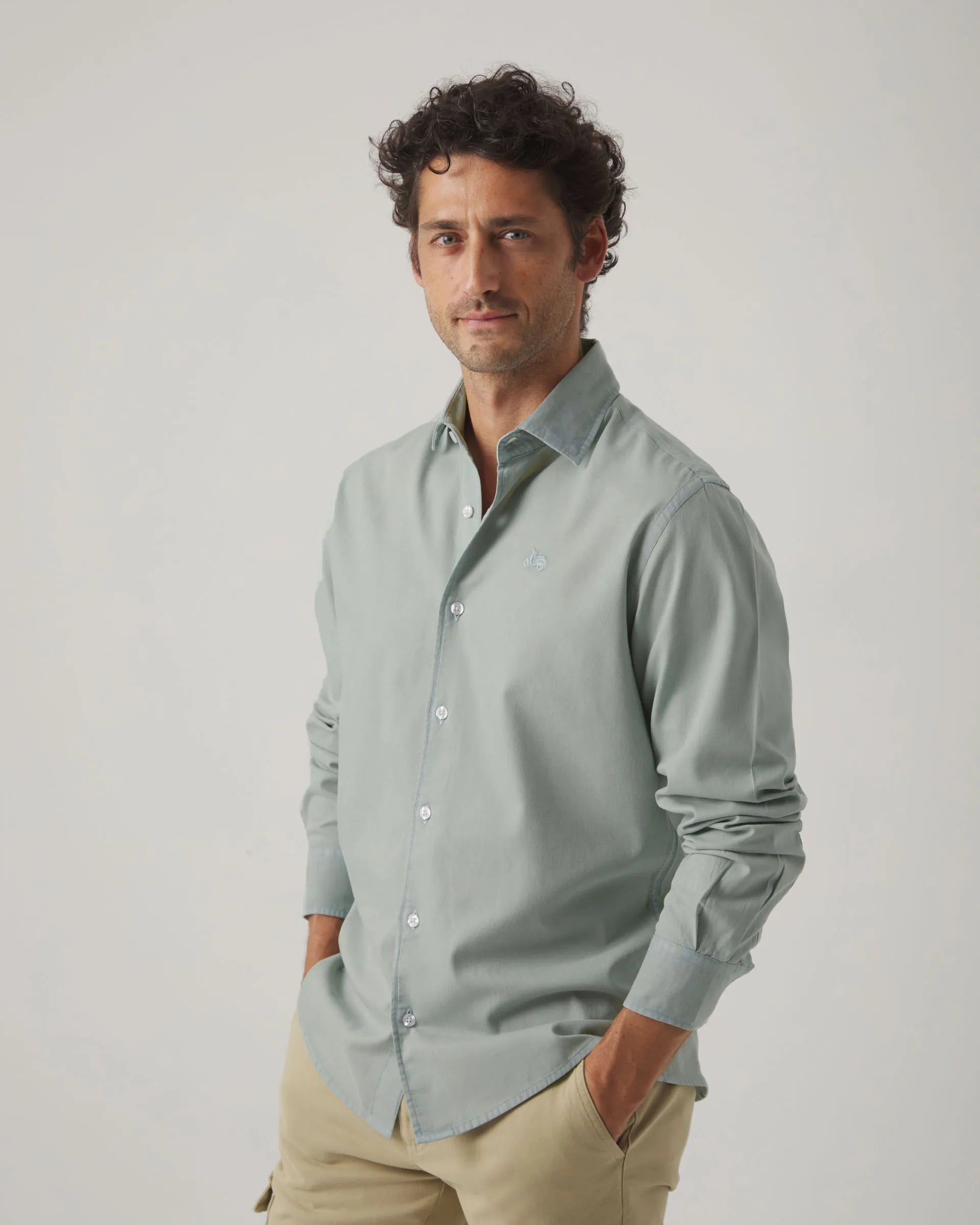 Camisa de algodón verde
