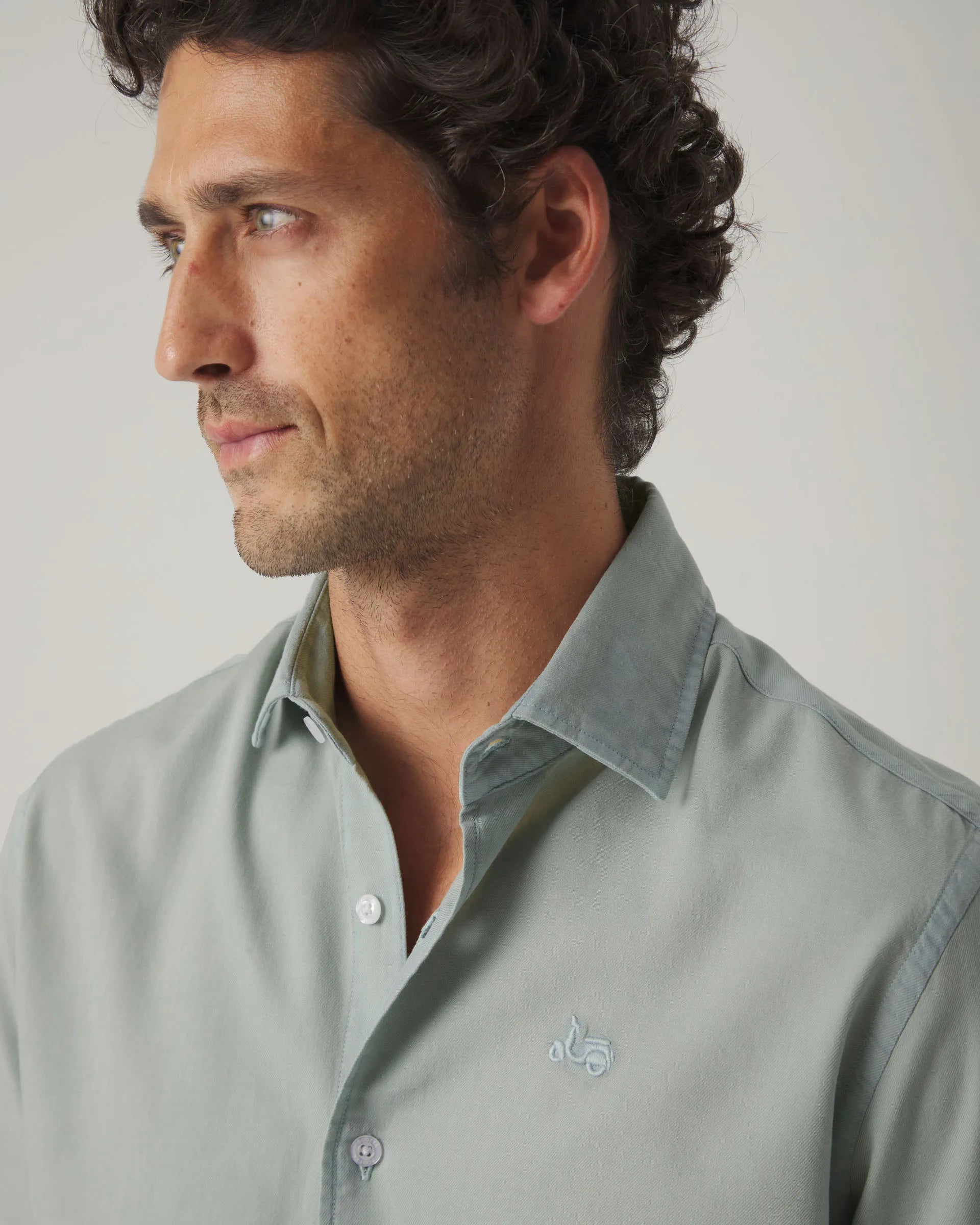 Camisa de algodón verde