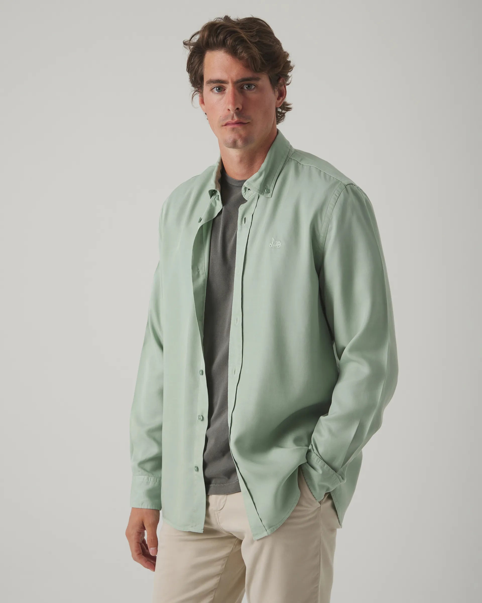 Camisa verde de tencel