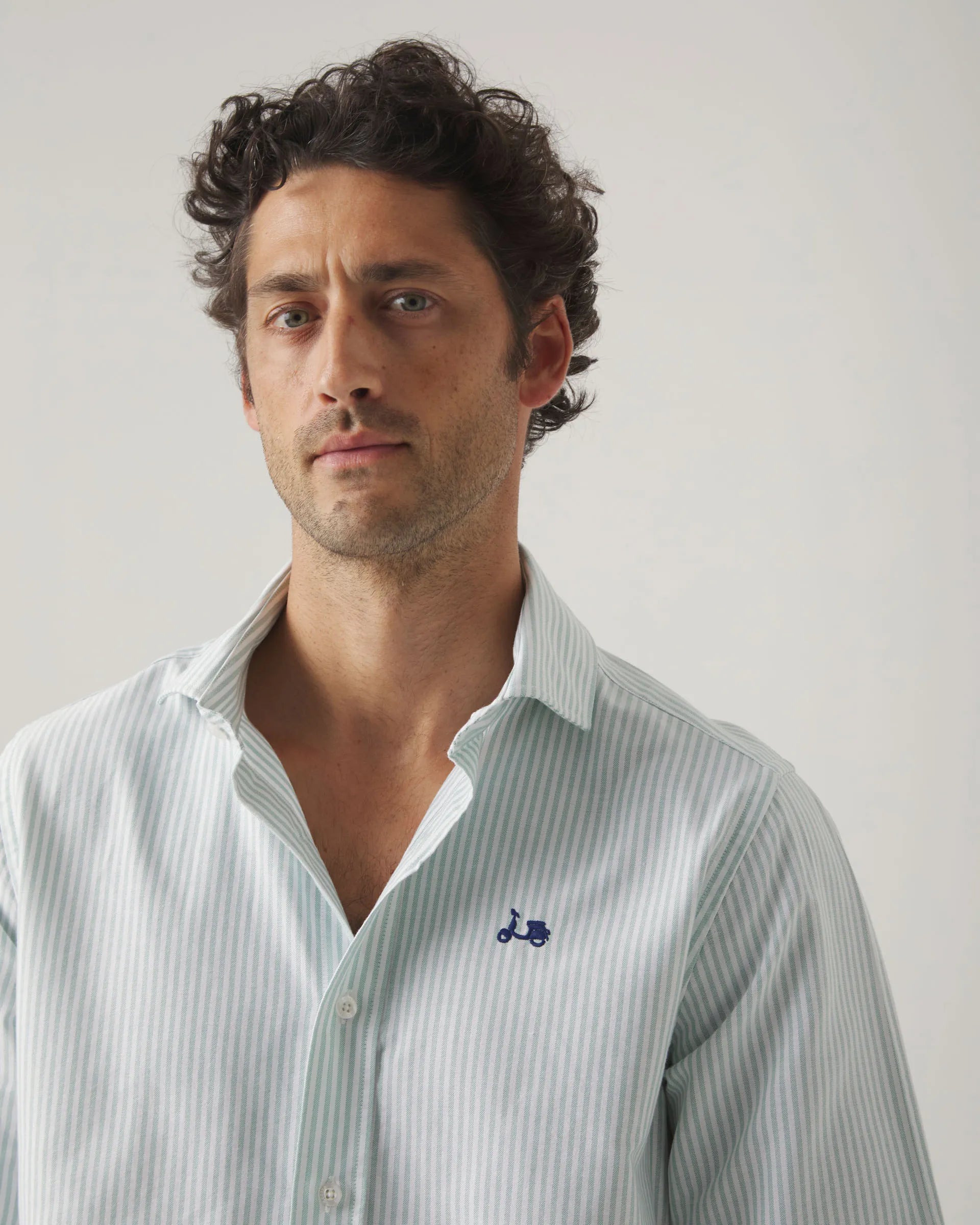 Camisa oxford de rayas verde