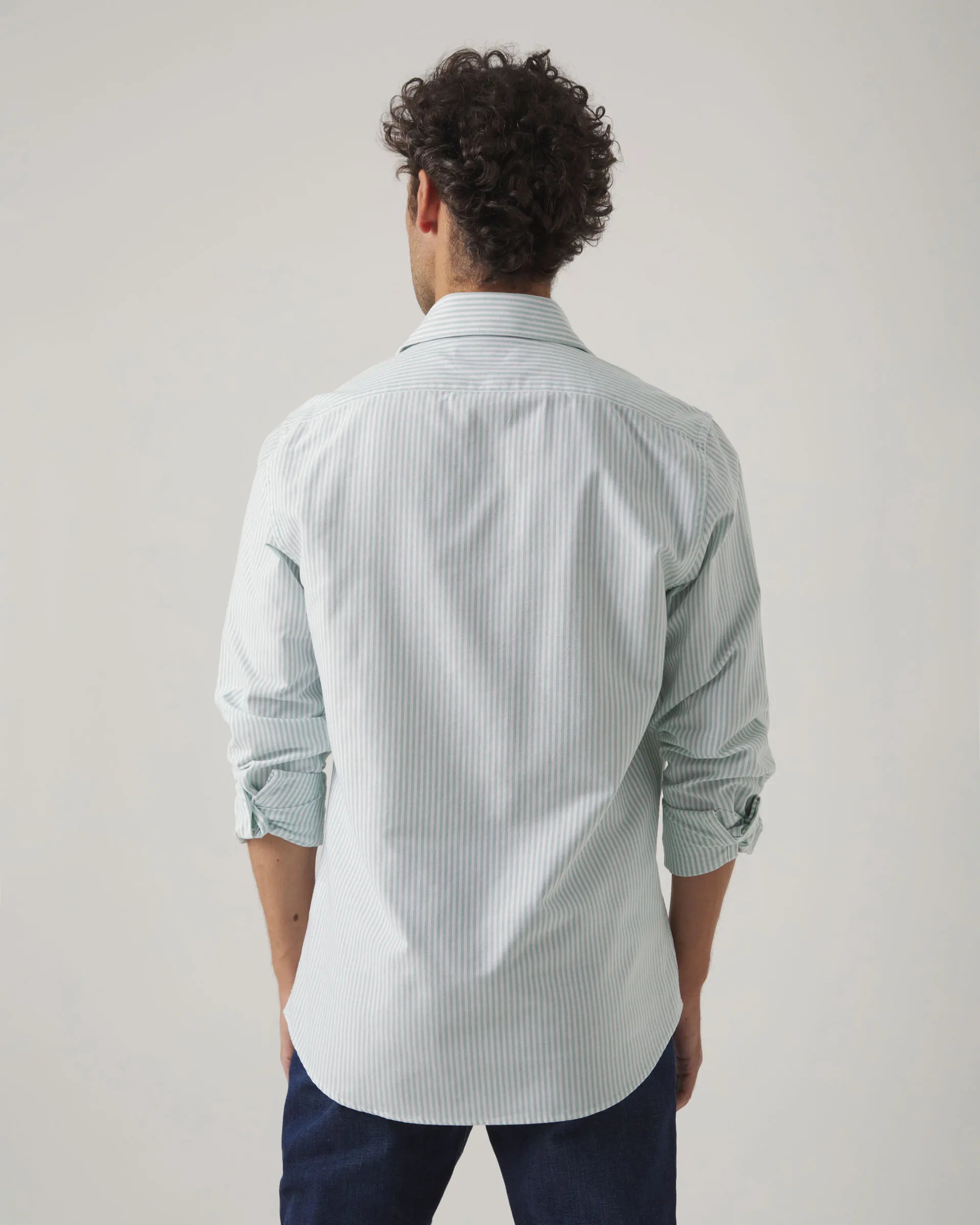 Camisa oxford de rayas verde