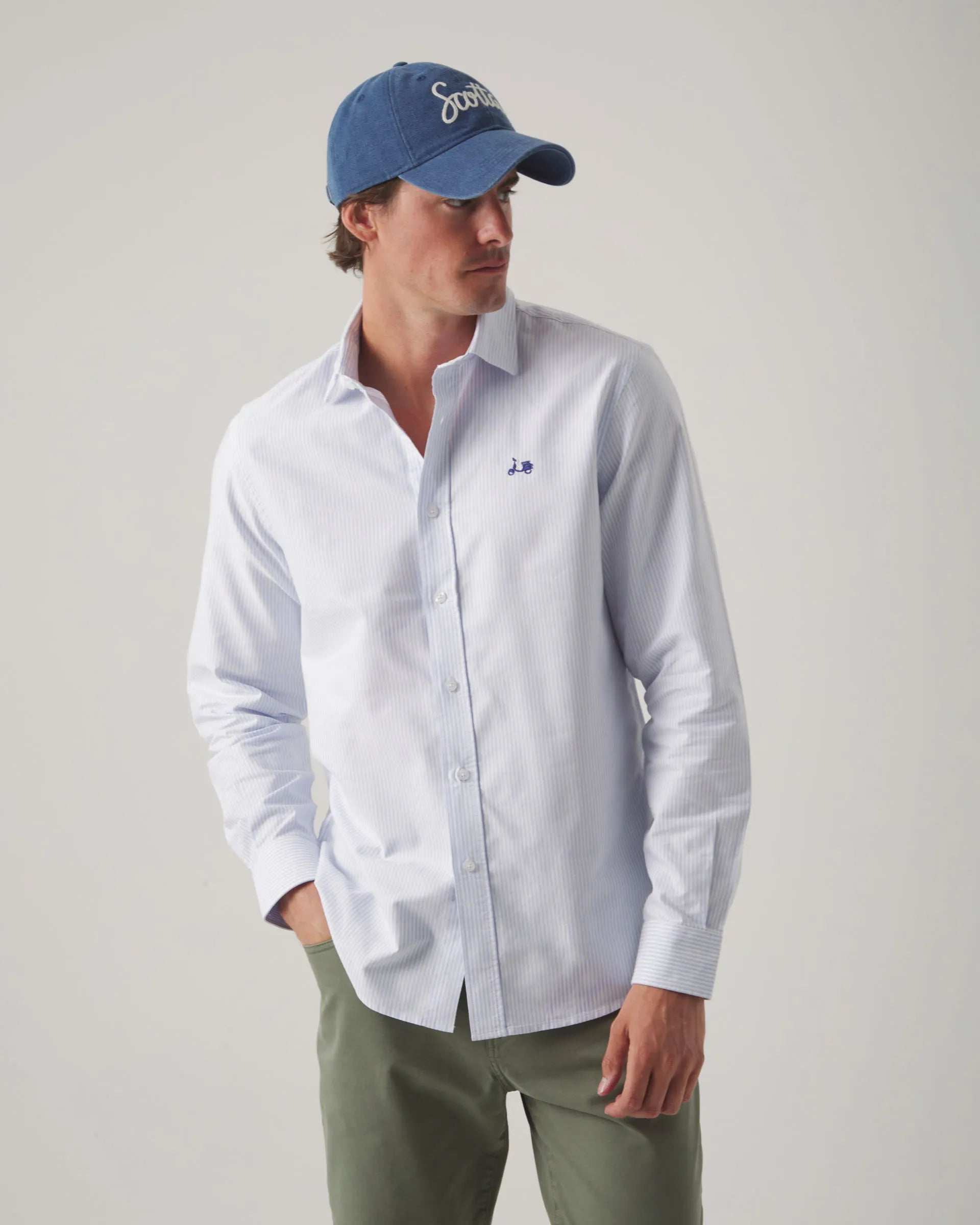 Camisa oxford de rayas azul