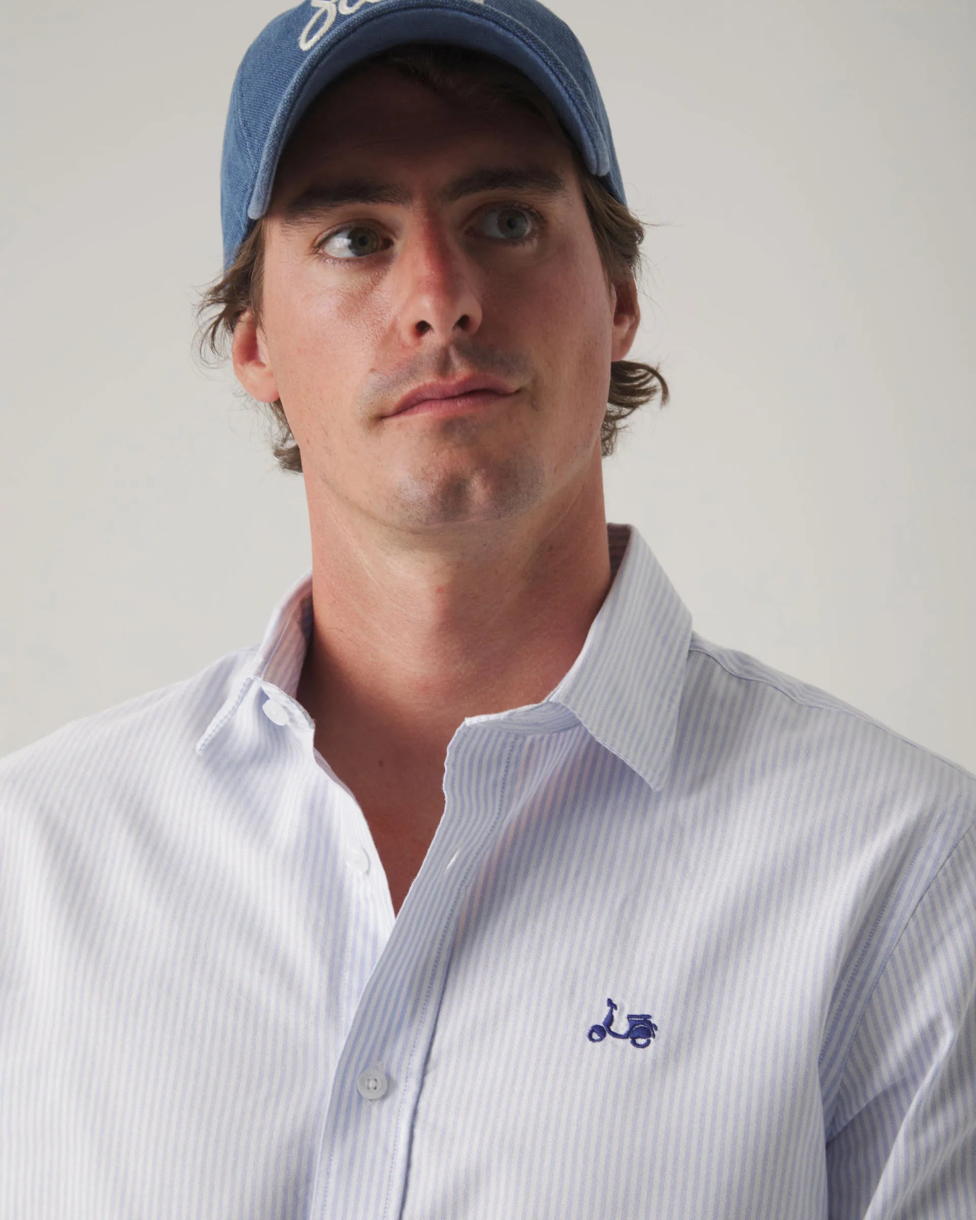 Camisa oxford de rayas azul