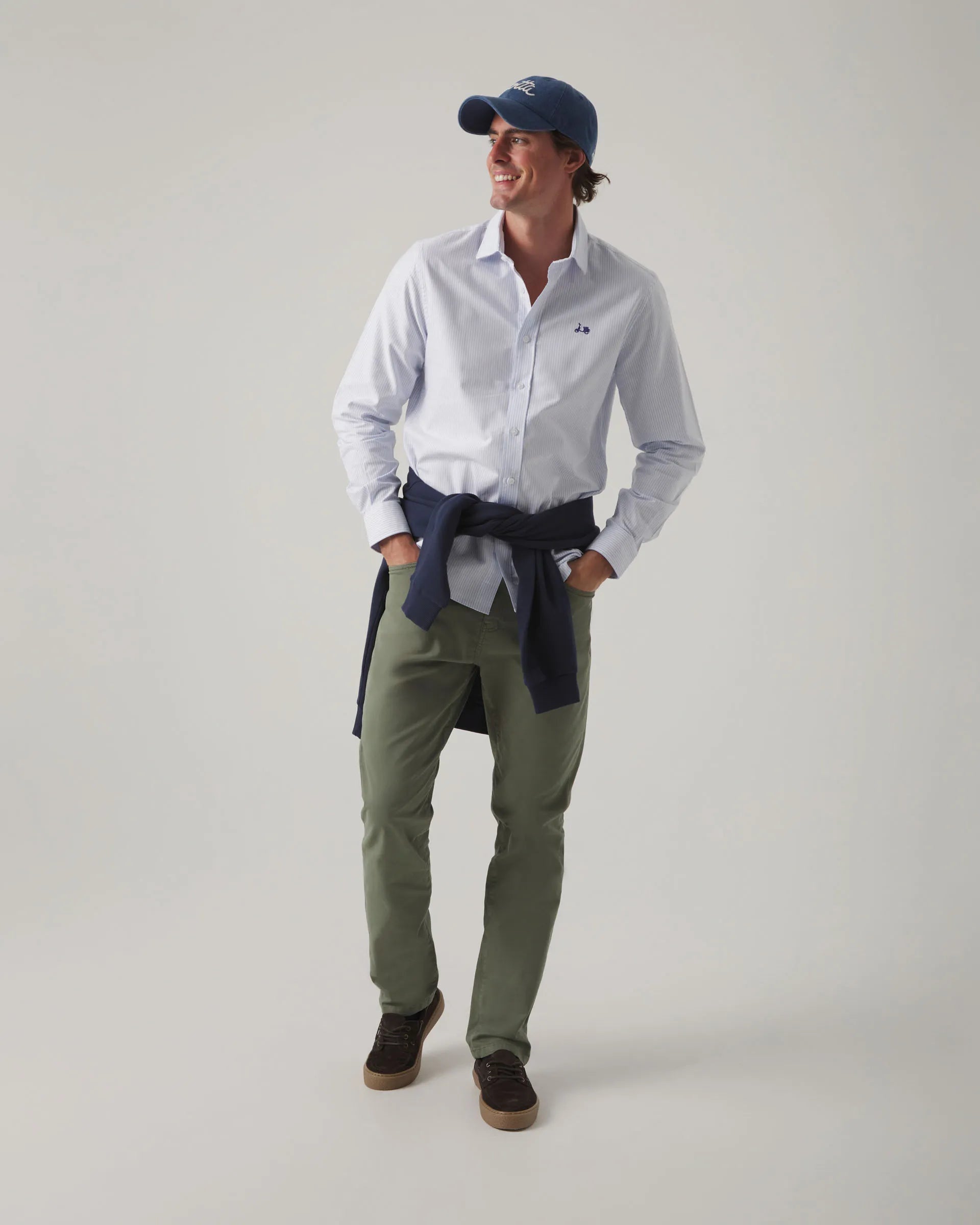 Camisa oxford de rayas azul