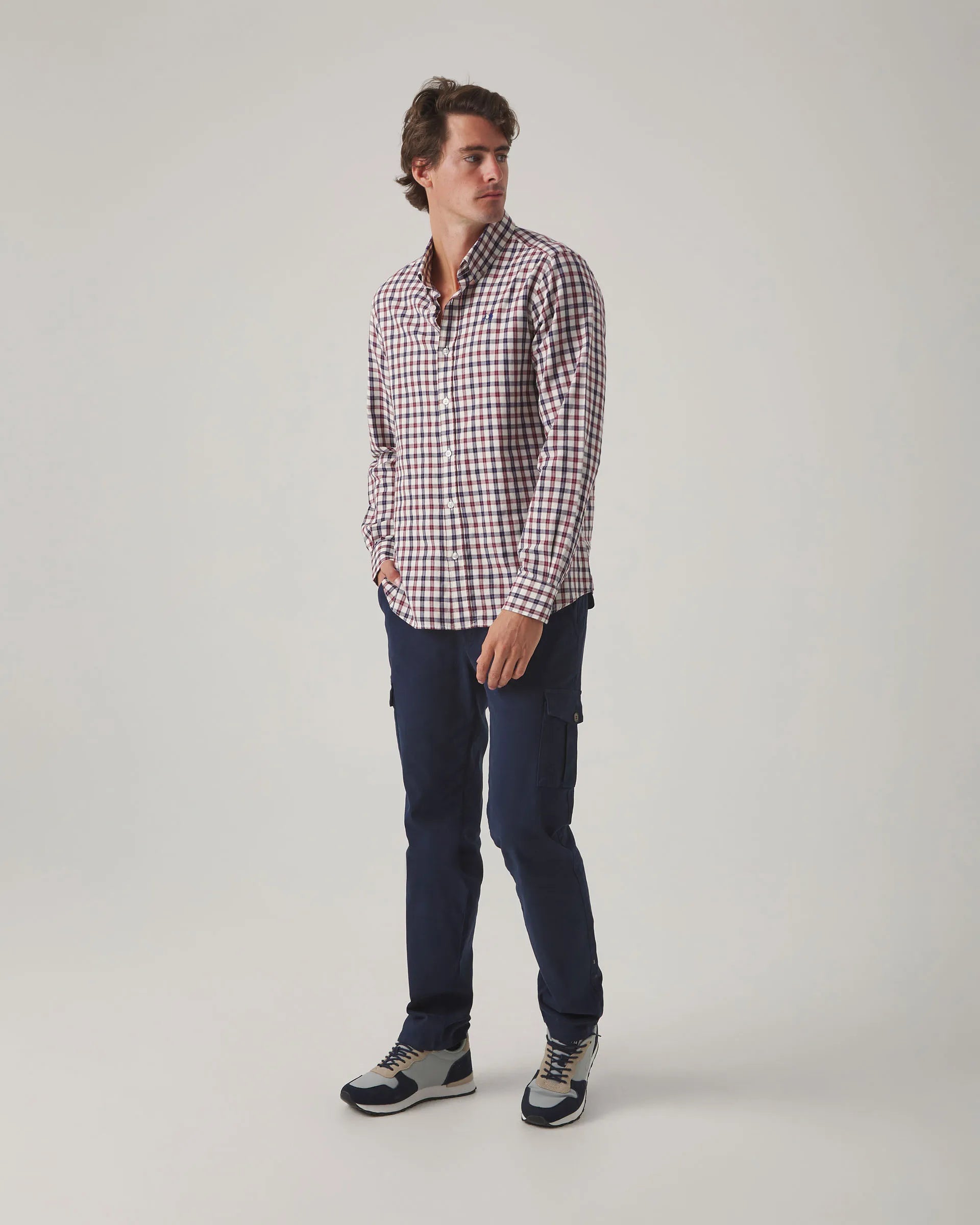 Camisa de cuadros burdeos