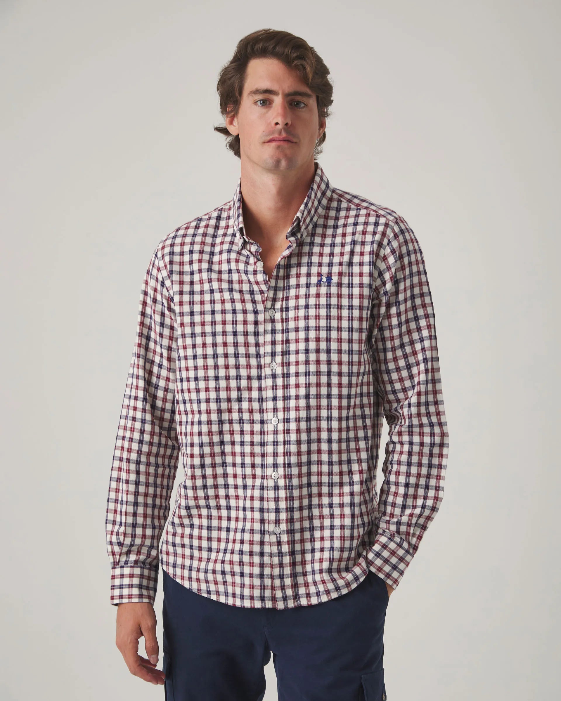 Camisa de cuadros burdeos