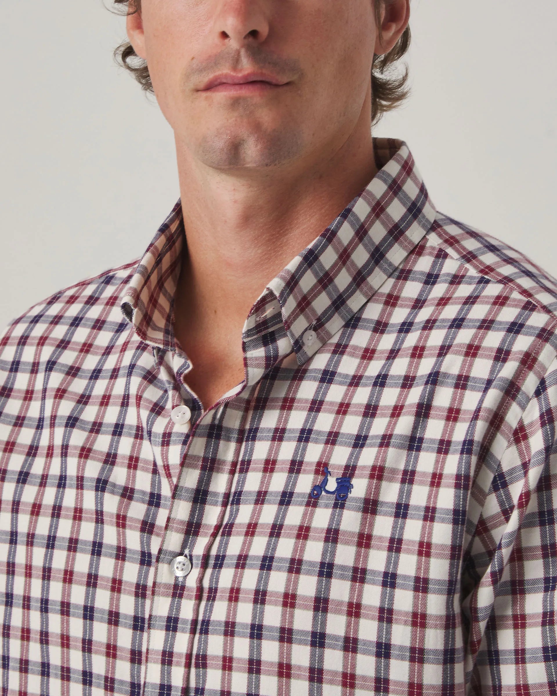 Camisa de cuadros burdeos