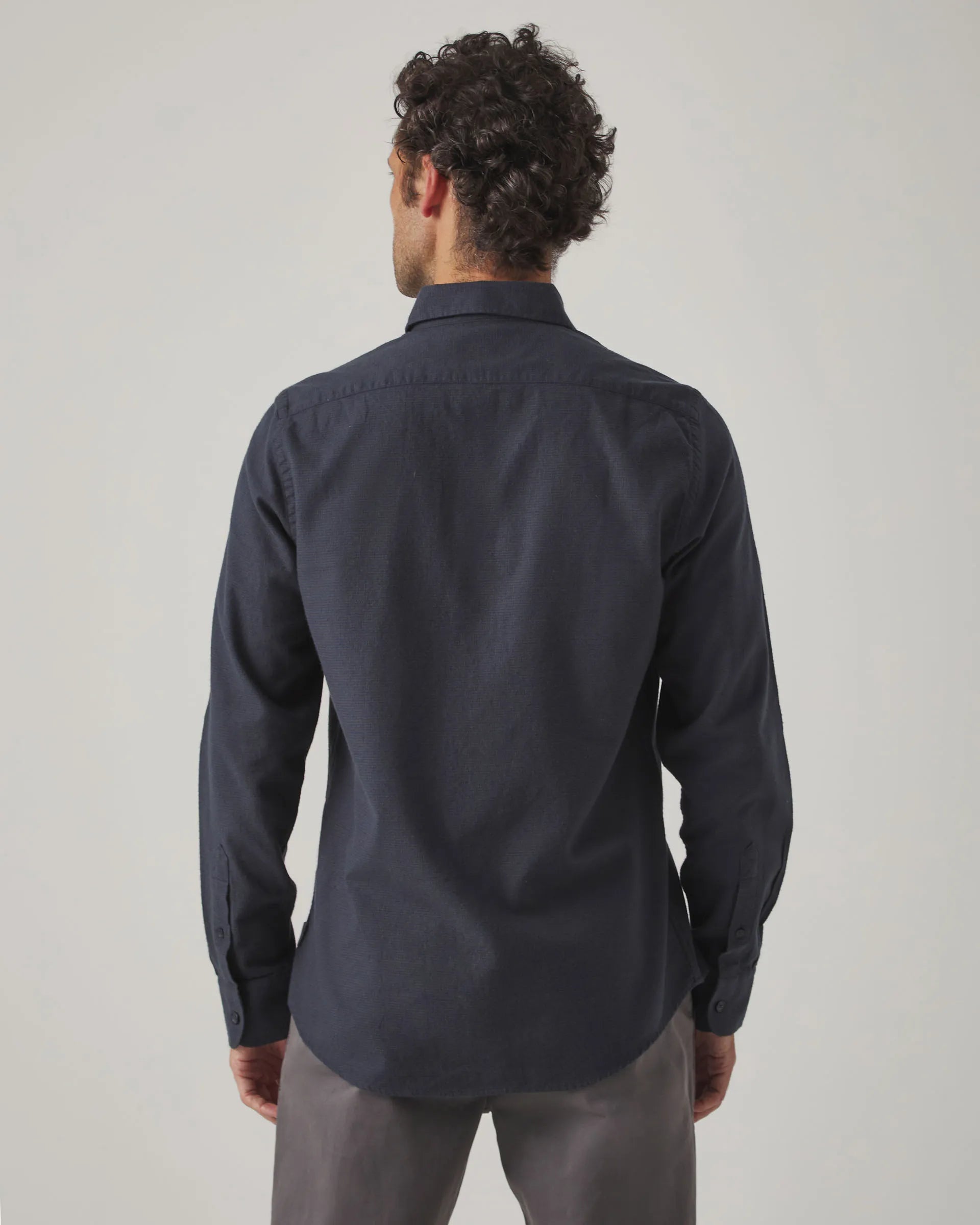 Camisa de pata de gallo azul marino