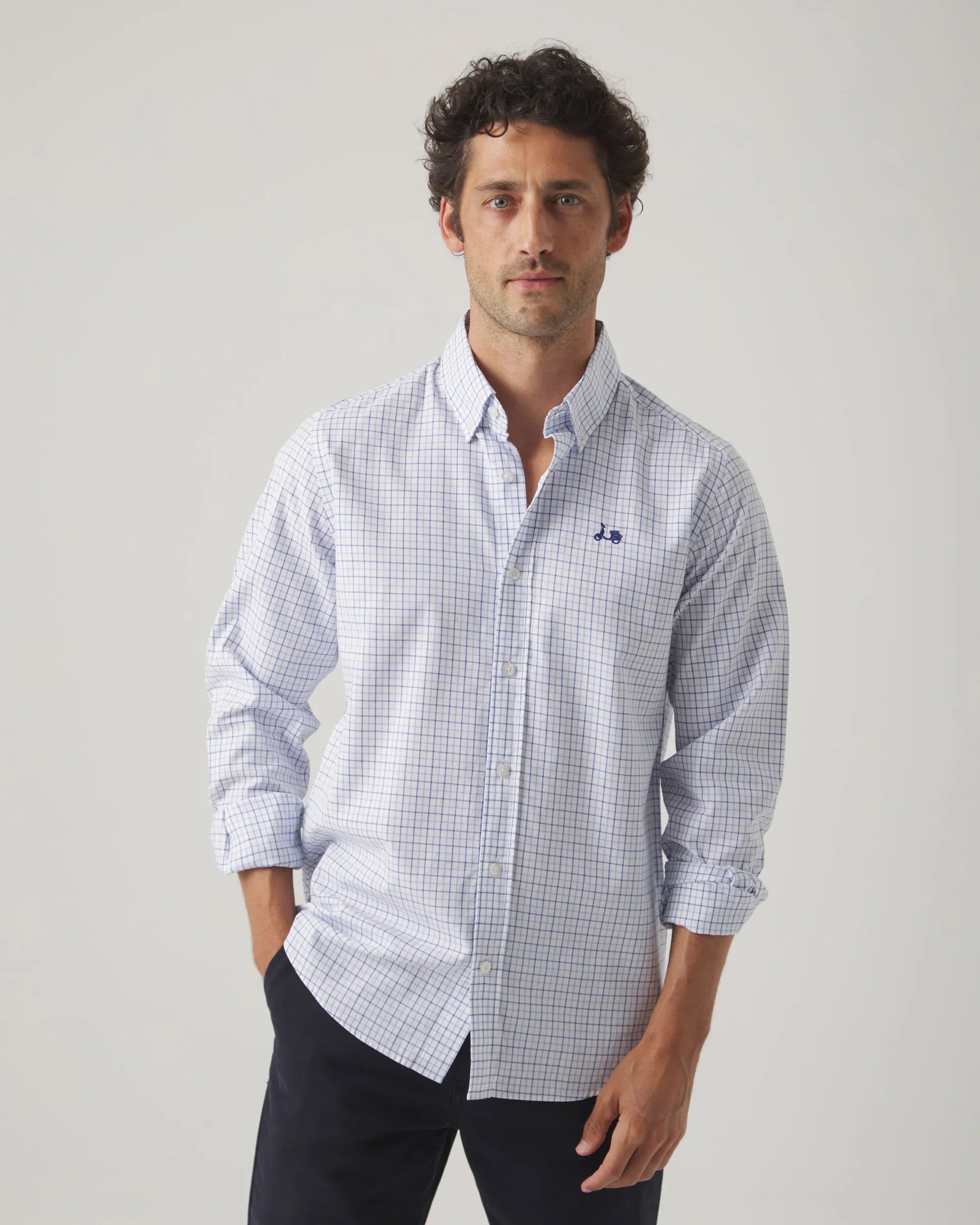 Camisa de cuadros azul