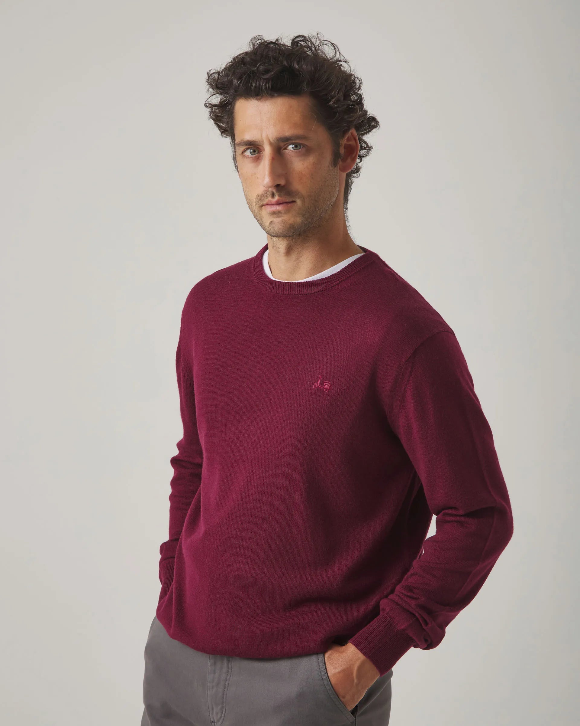 Jersey cuello redondo burdeos