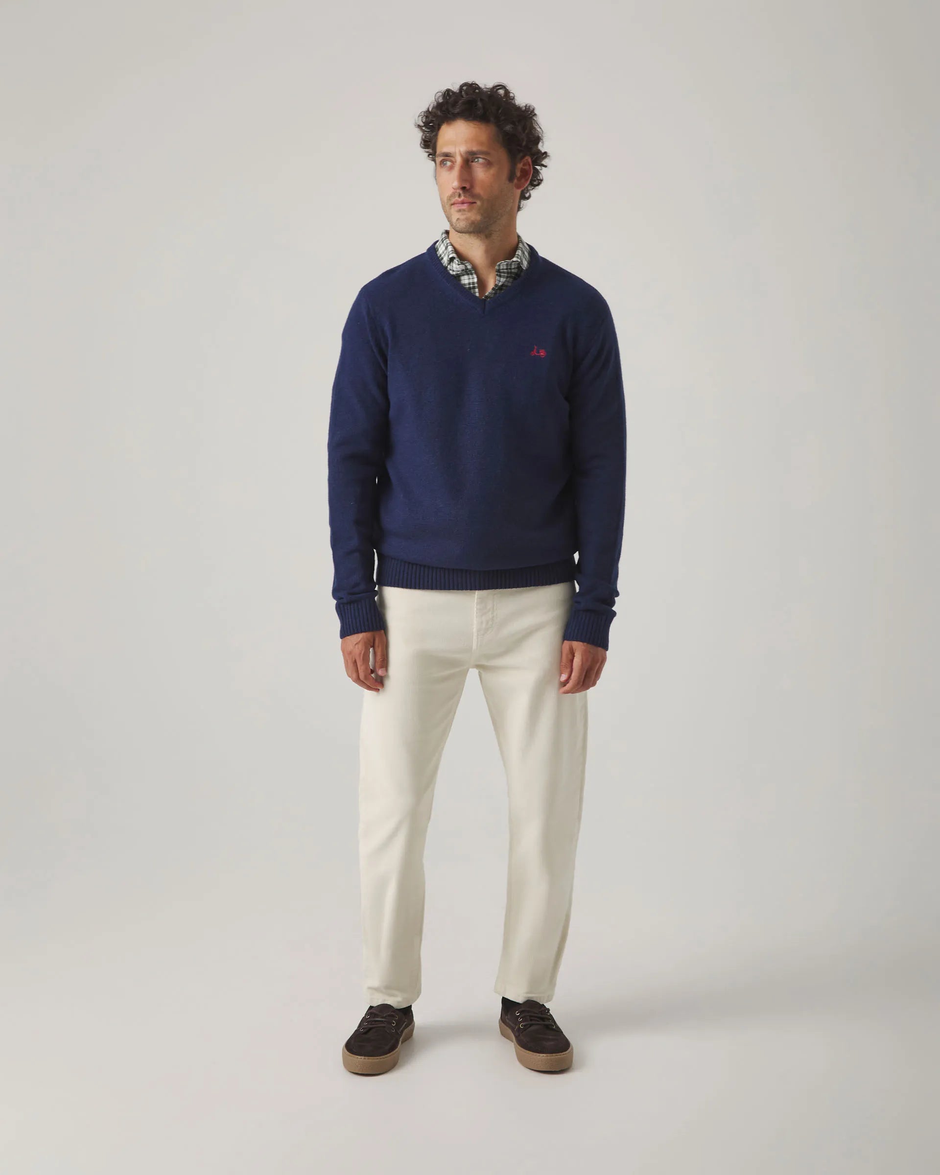 Jersey cuello pico en azul