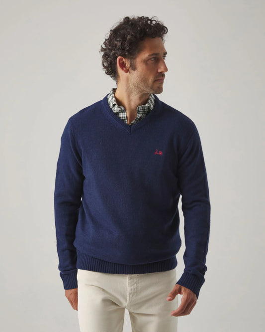 Jersey cuello pico en azul