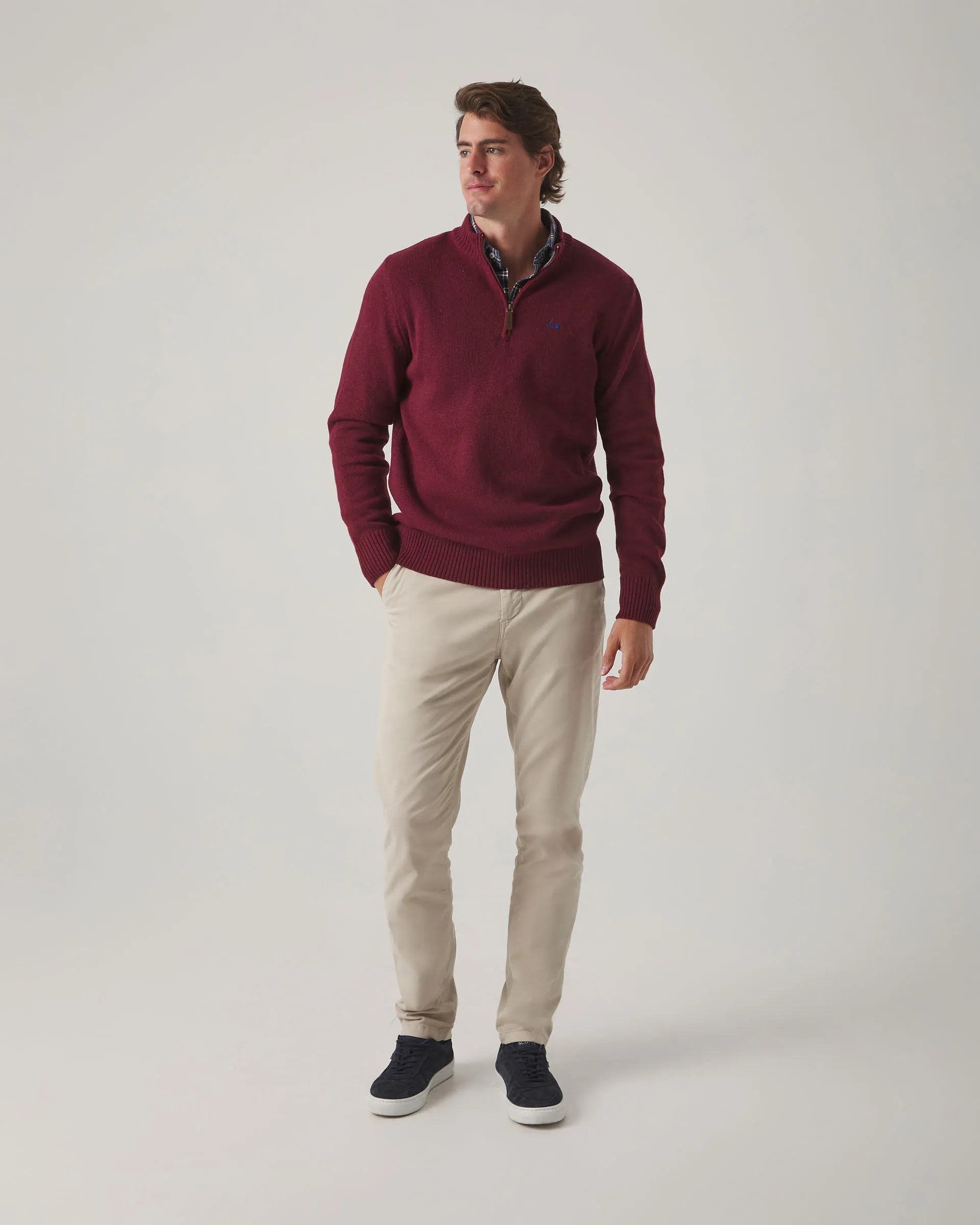 Jersey Zip Burdeos