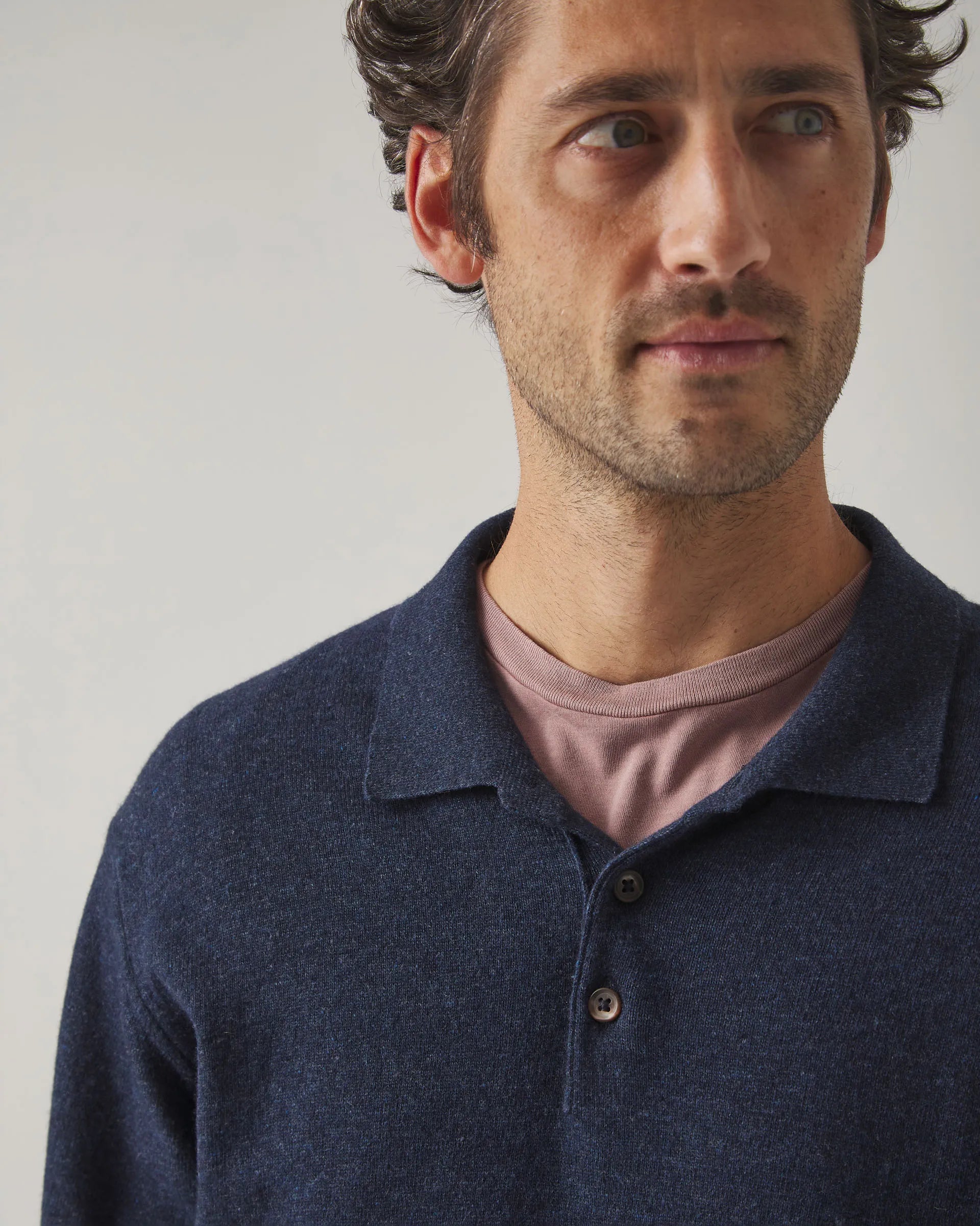 Jersey Polo Cashmere Marino