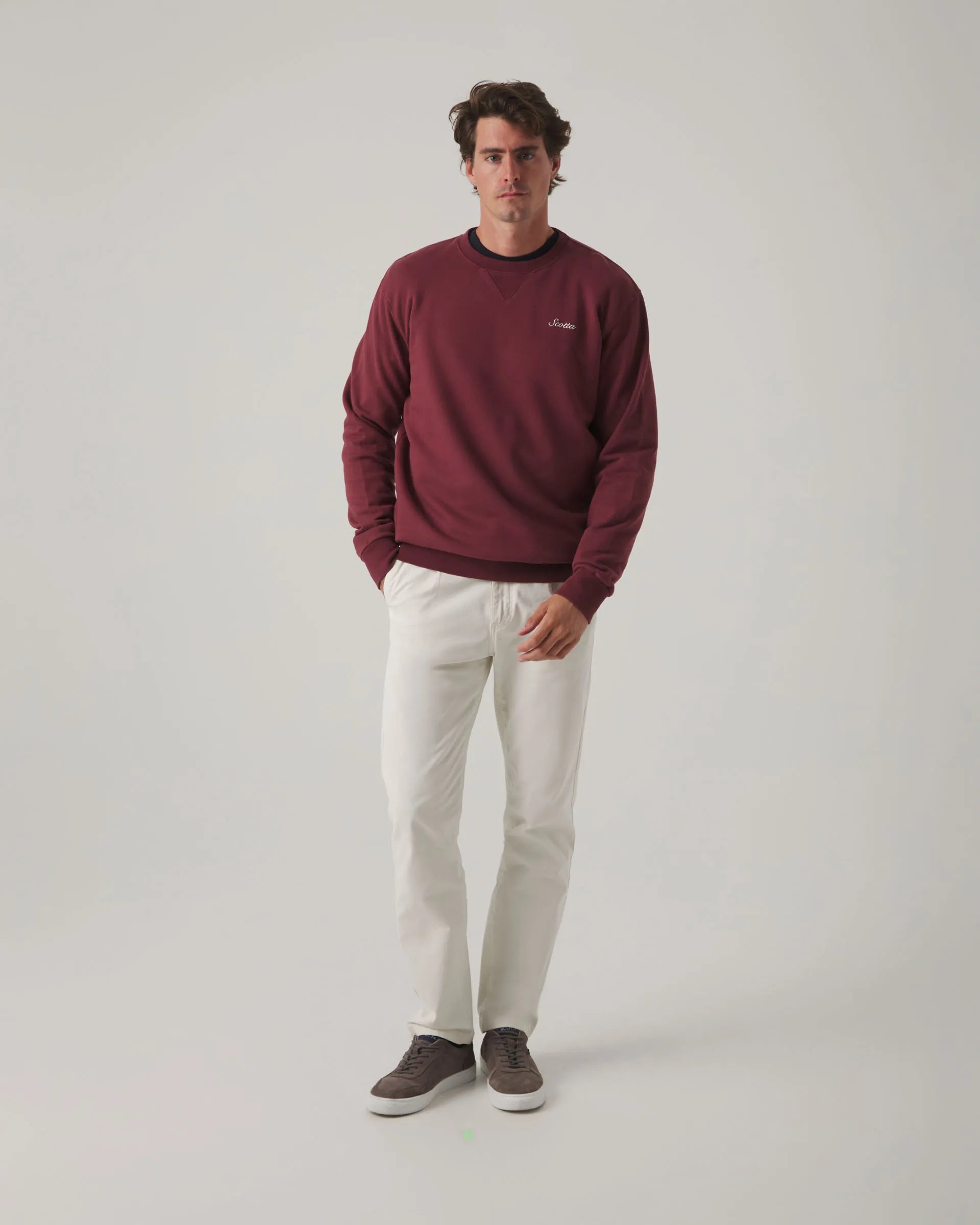 Sudadera con dibujo burdeos