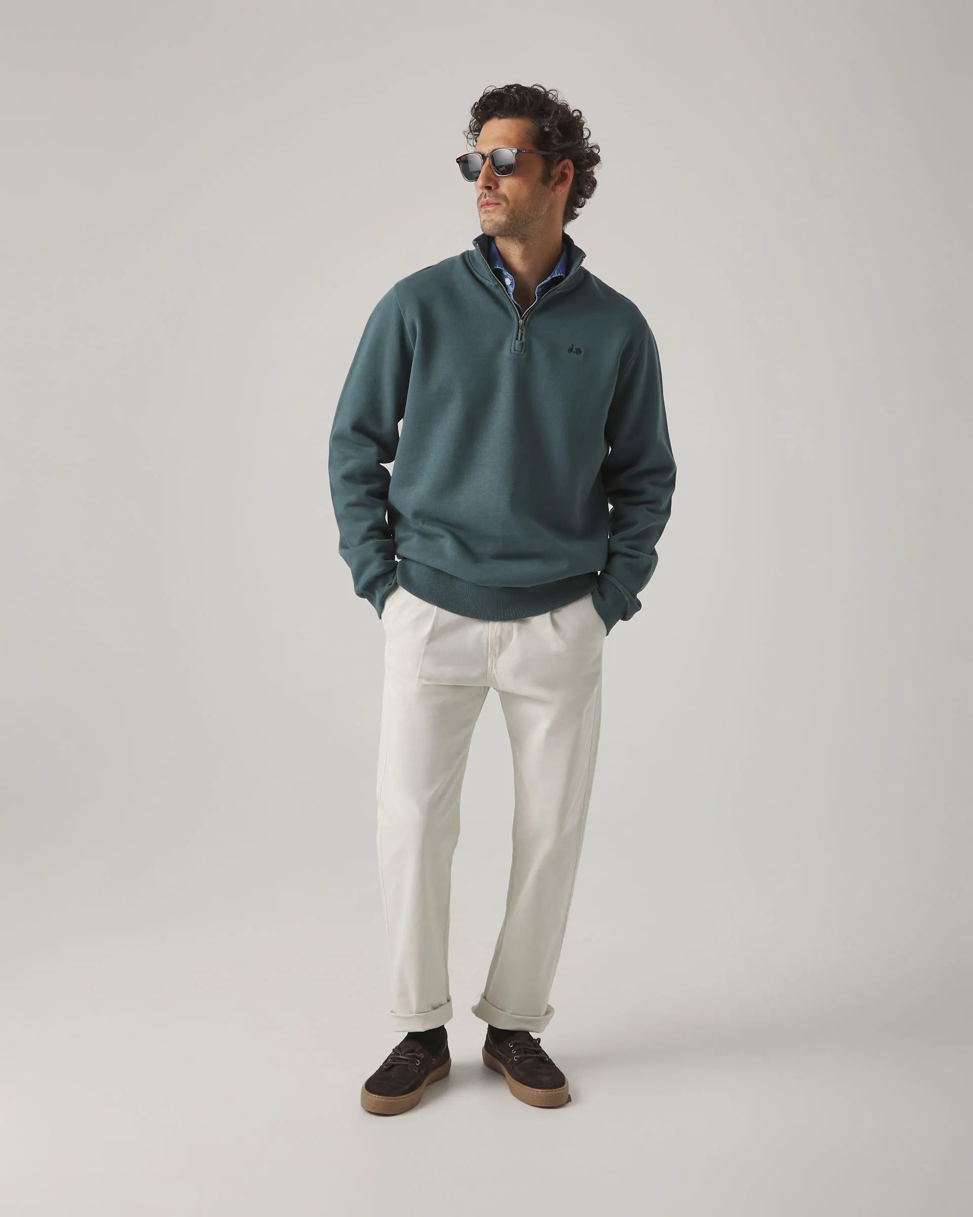 Sudadera de cremallera verde