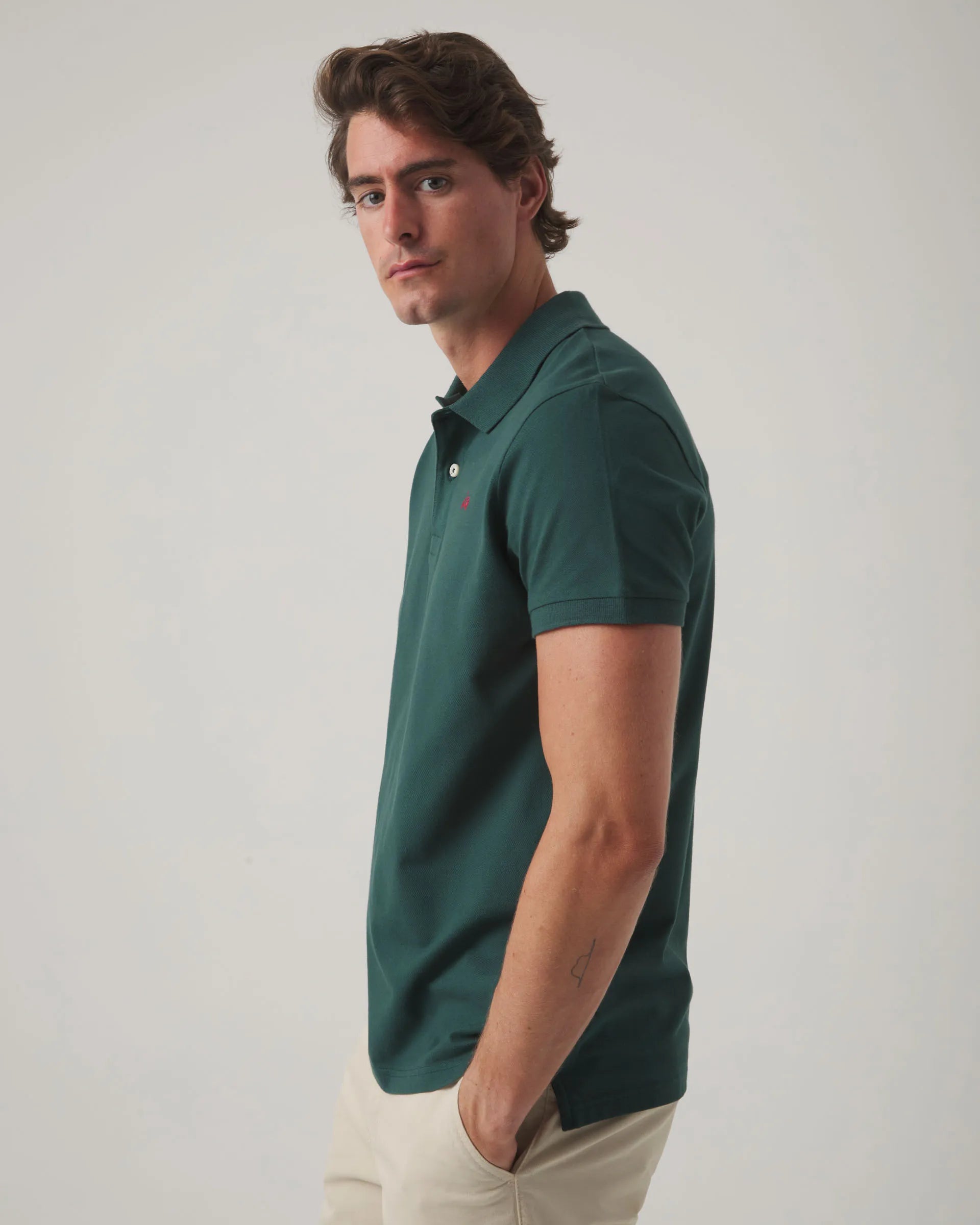 Polo básico verde botella