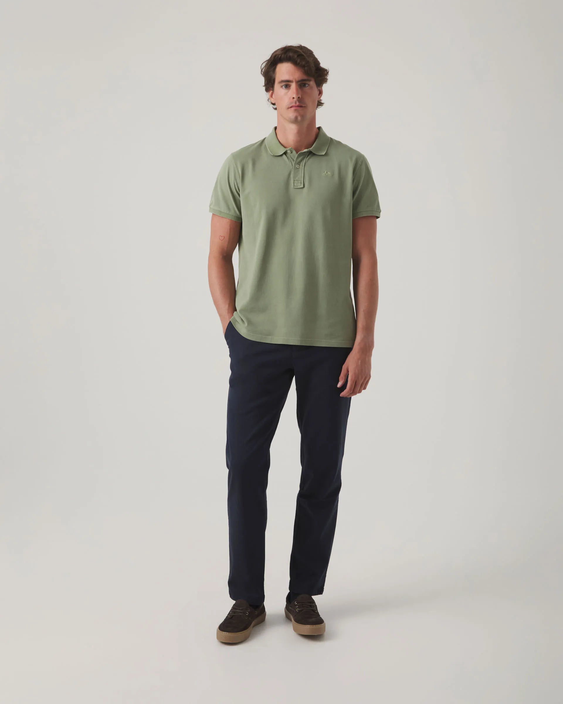 Polo liso verde khaki
