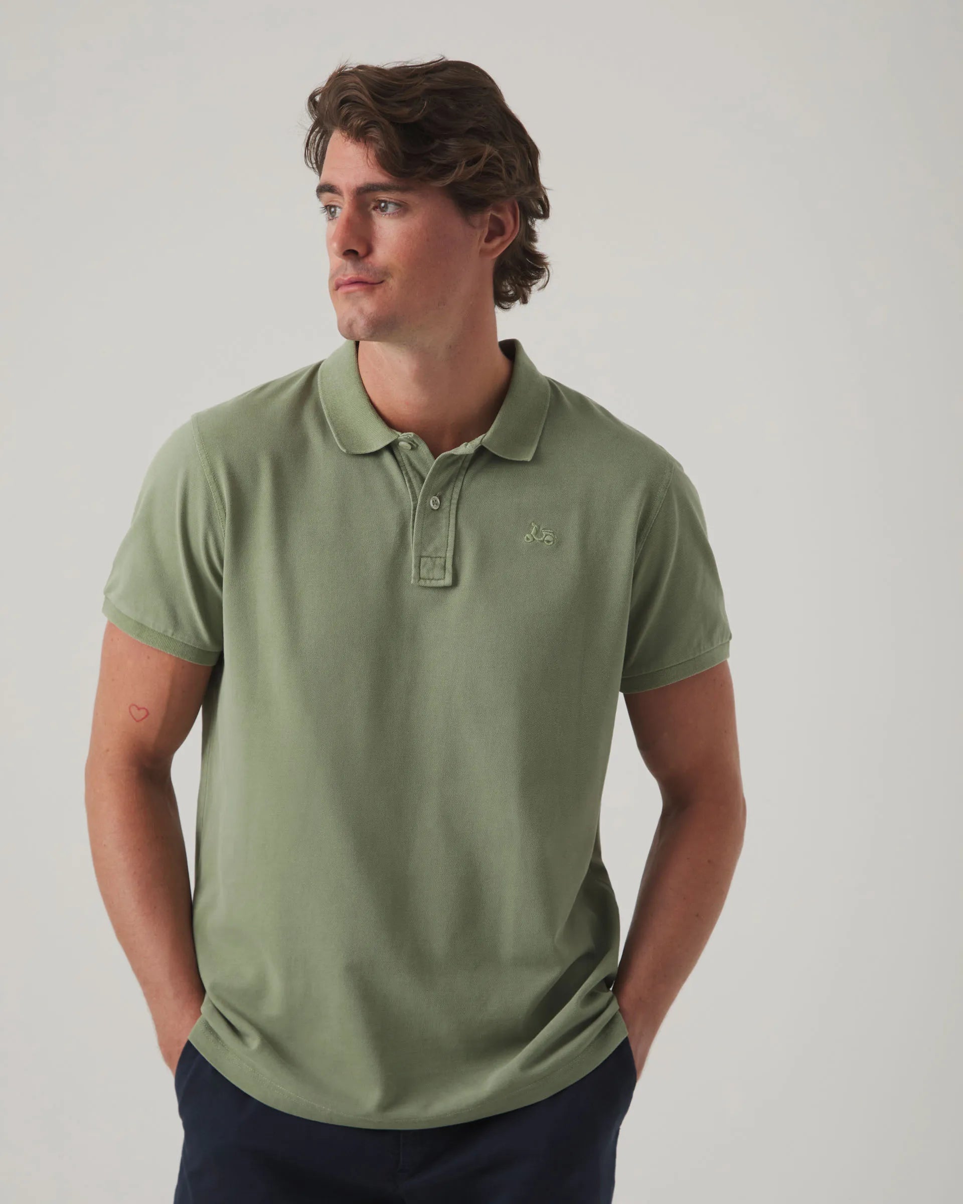Polo liso verde khaki