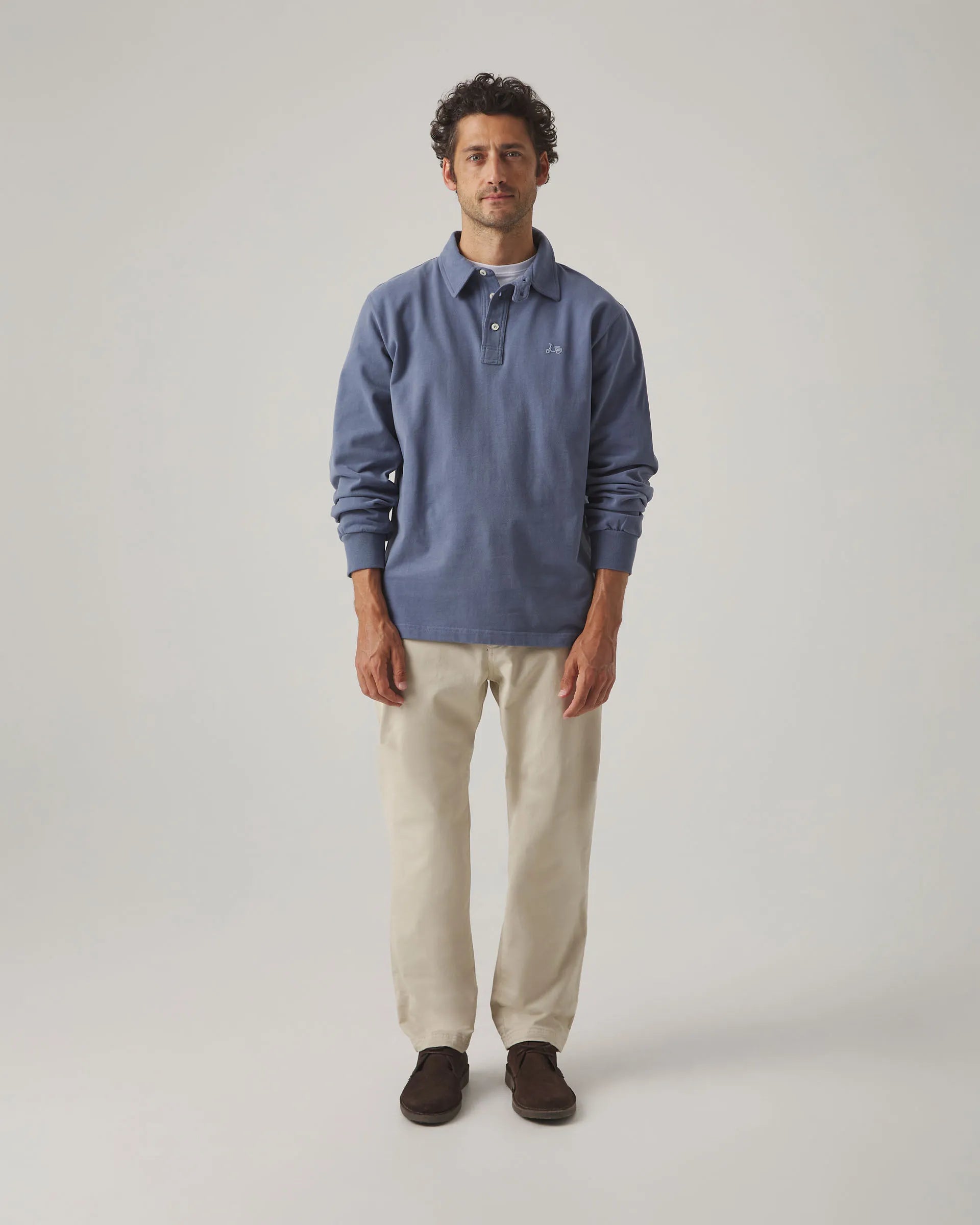 Polo de manga larga azul