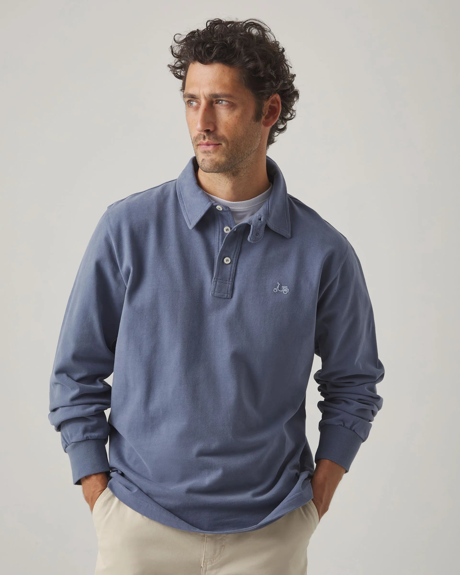 Polo de manga larga azul