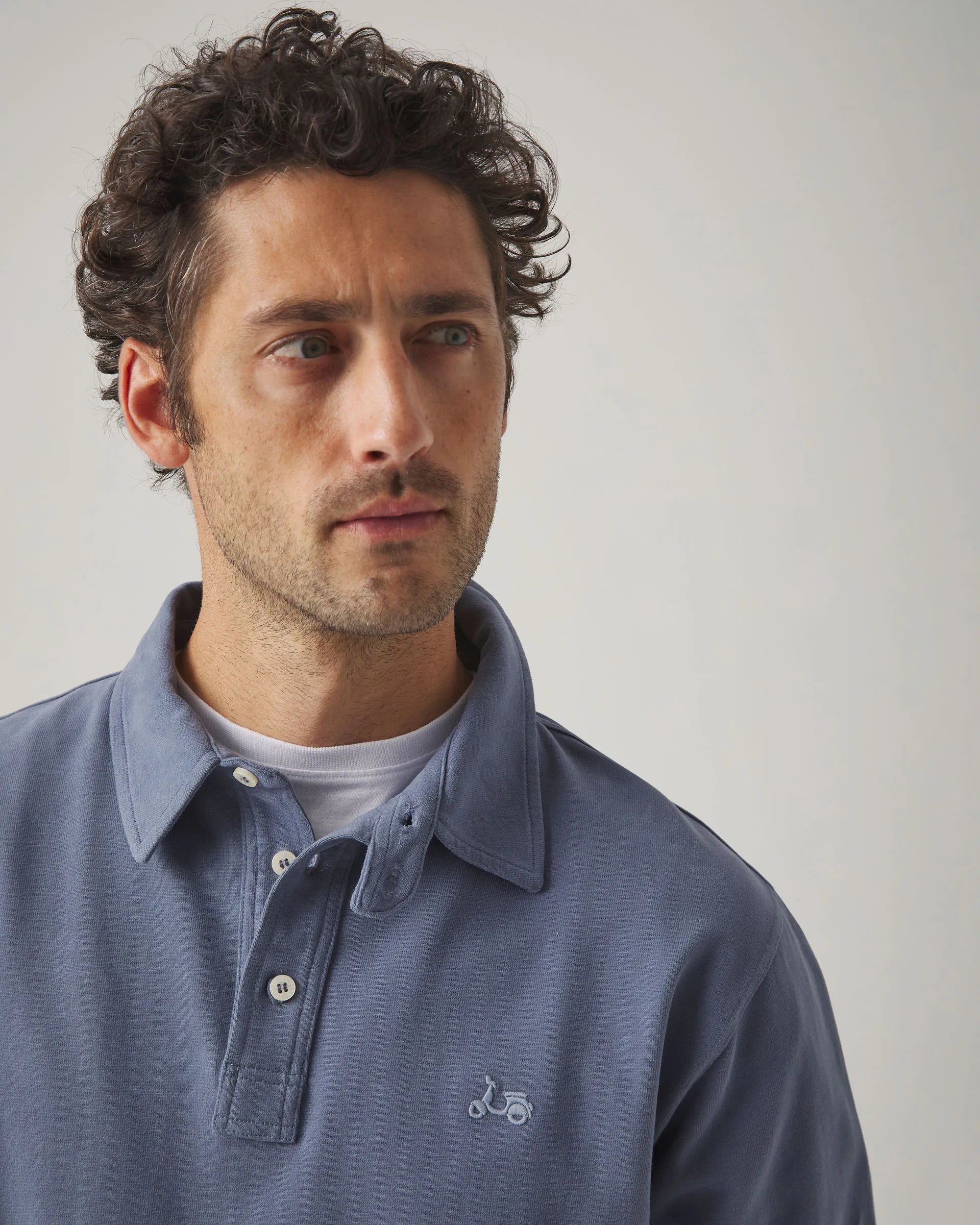 Polo de manga larga azul