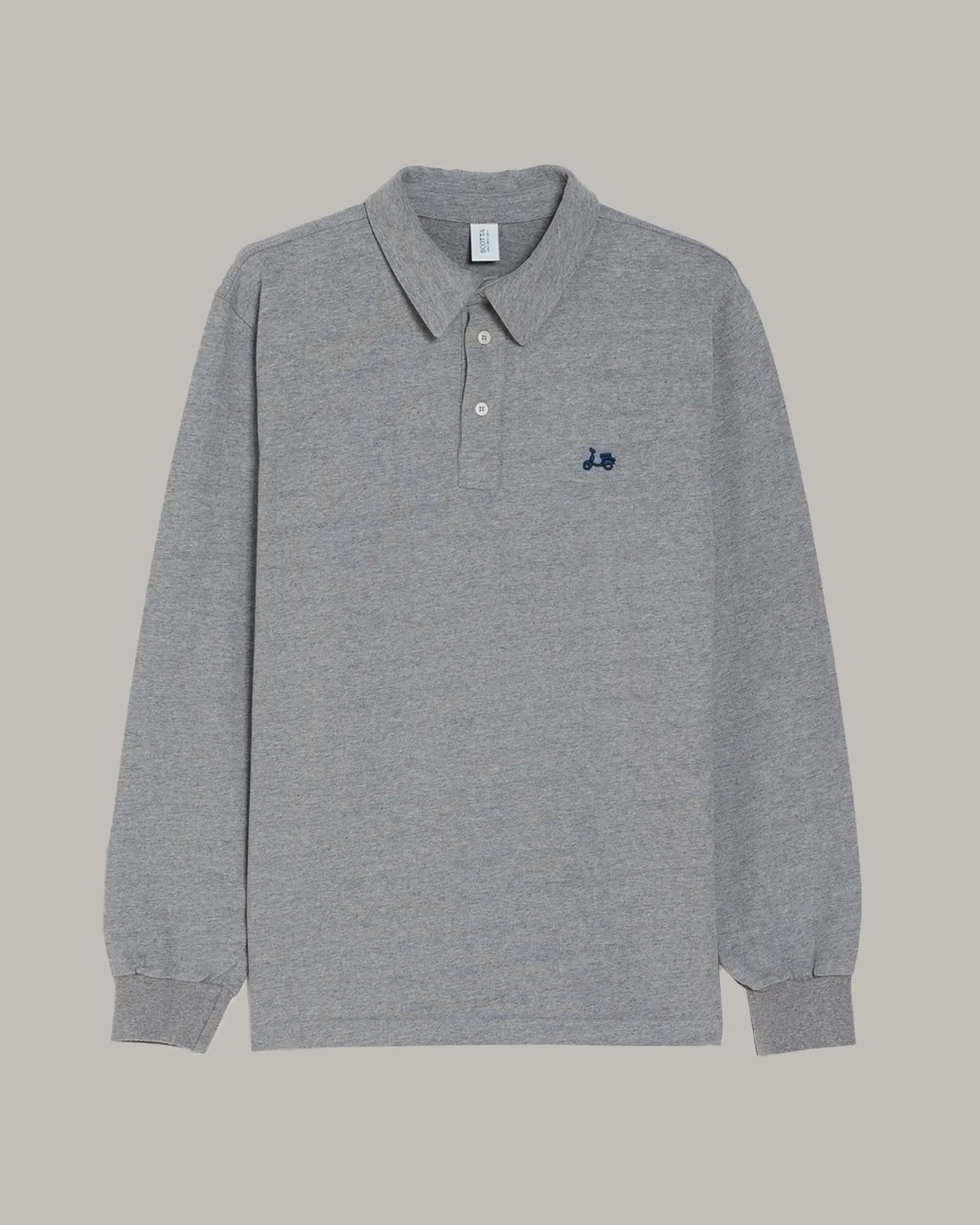 Polo liso gris manga larga