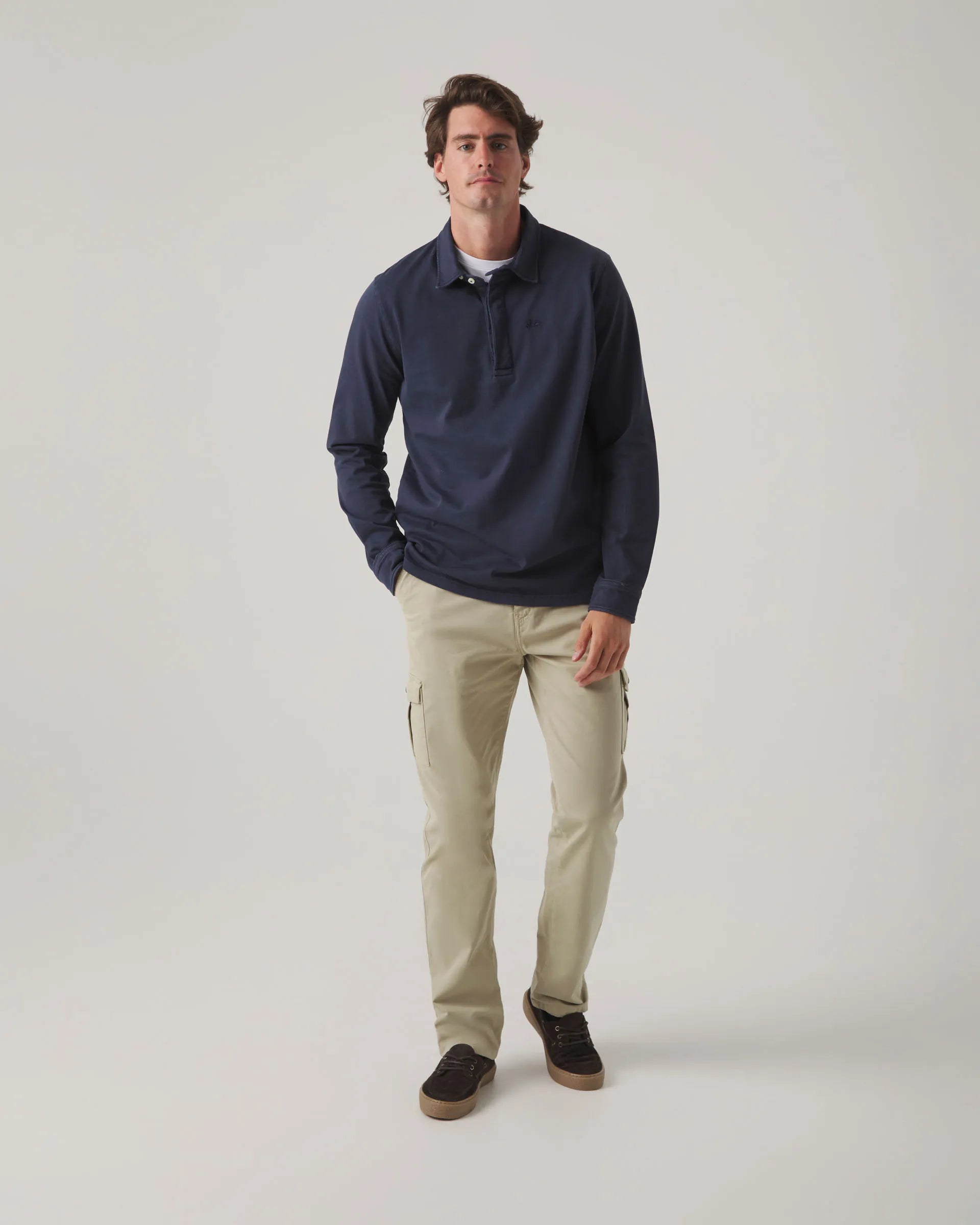 Polo de manga larga azul marino