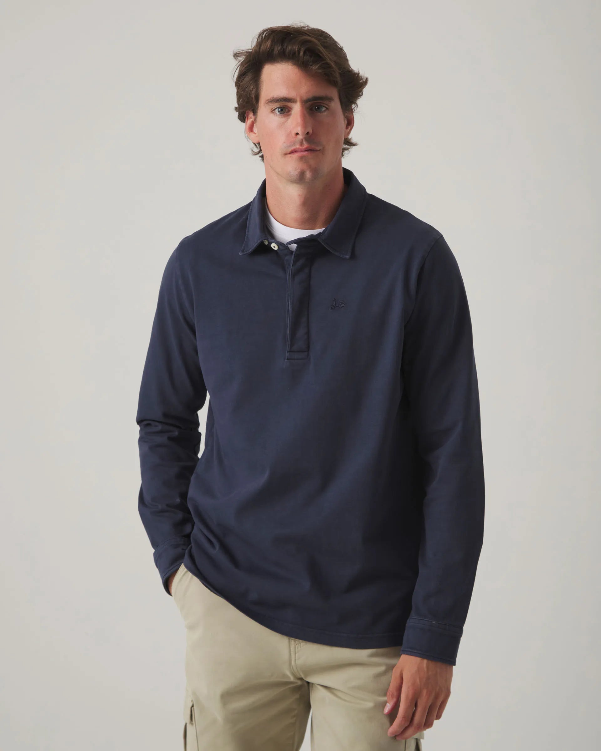 Polo de manga larga azul marino