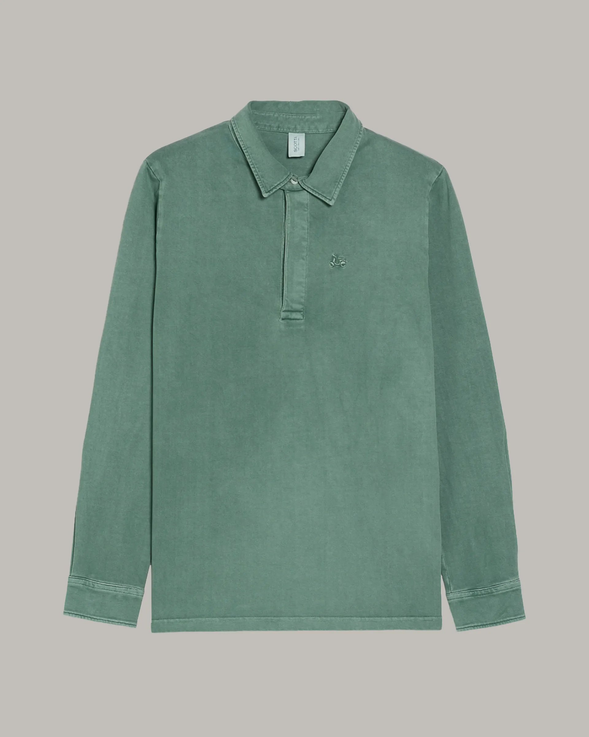 Polo liso verde de manga larga