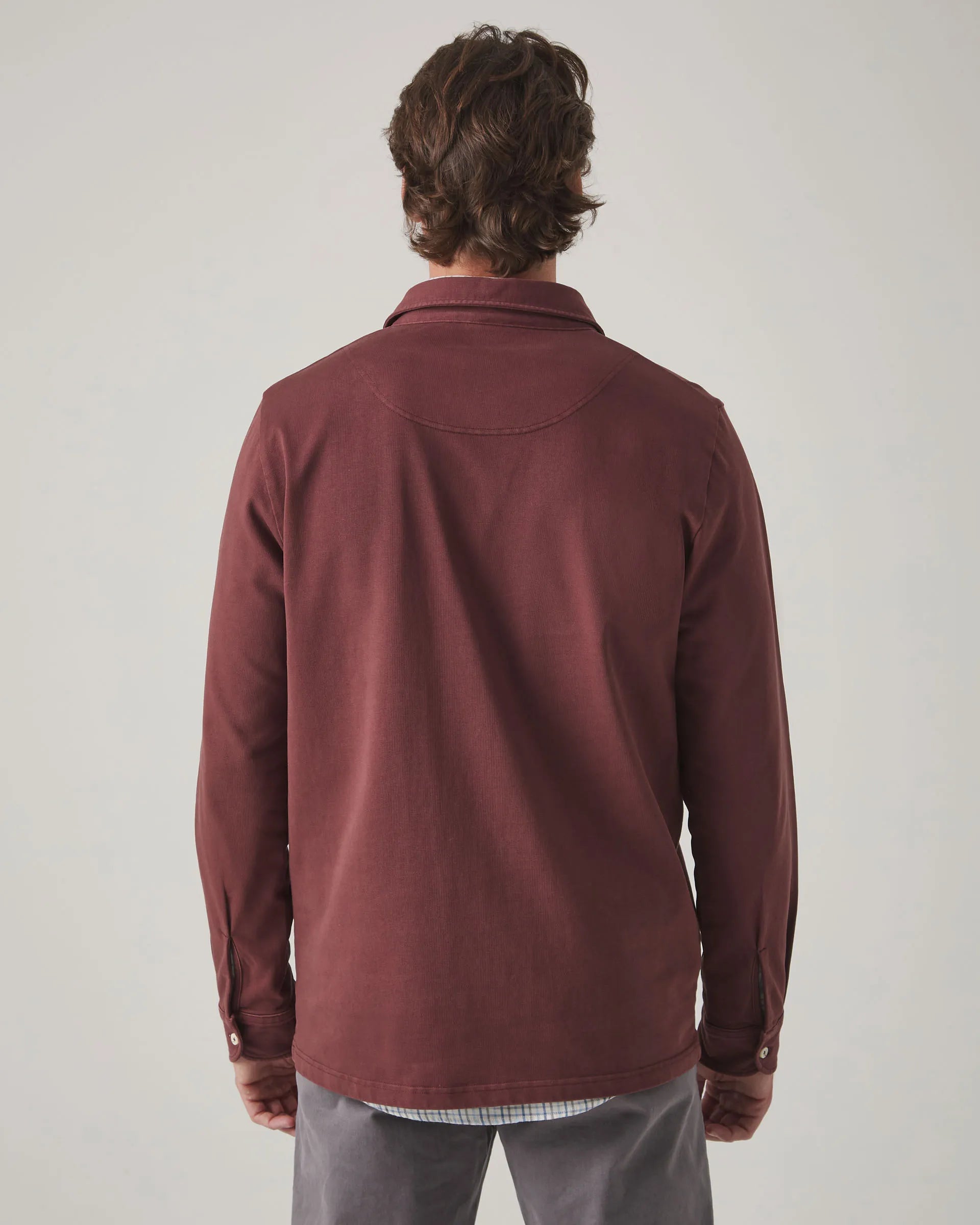 Polo liso burdeos manga larga