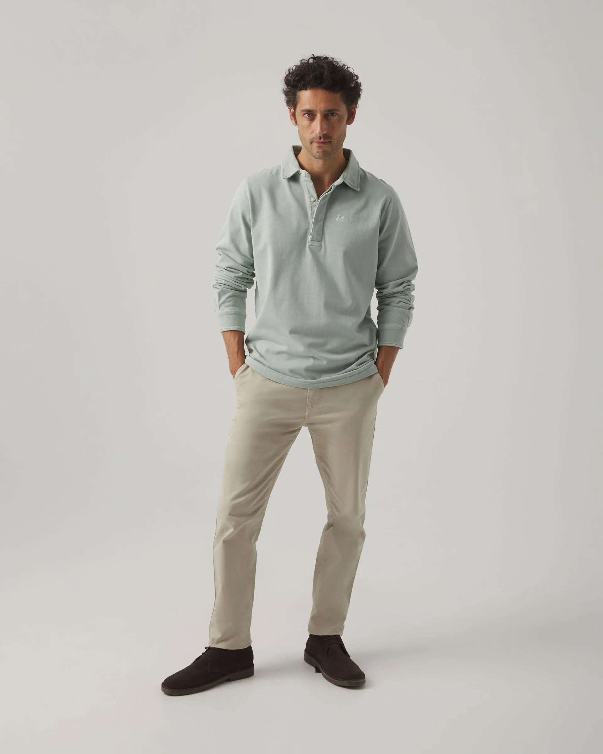 Polo de manga larga azul