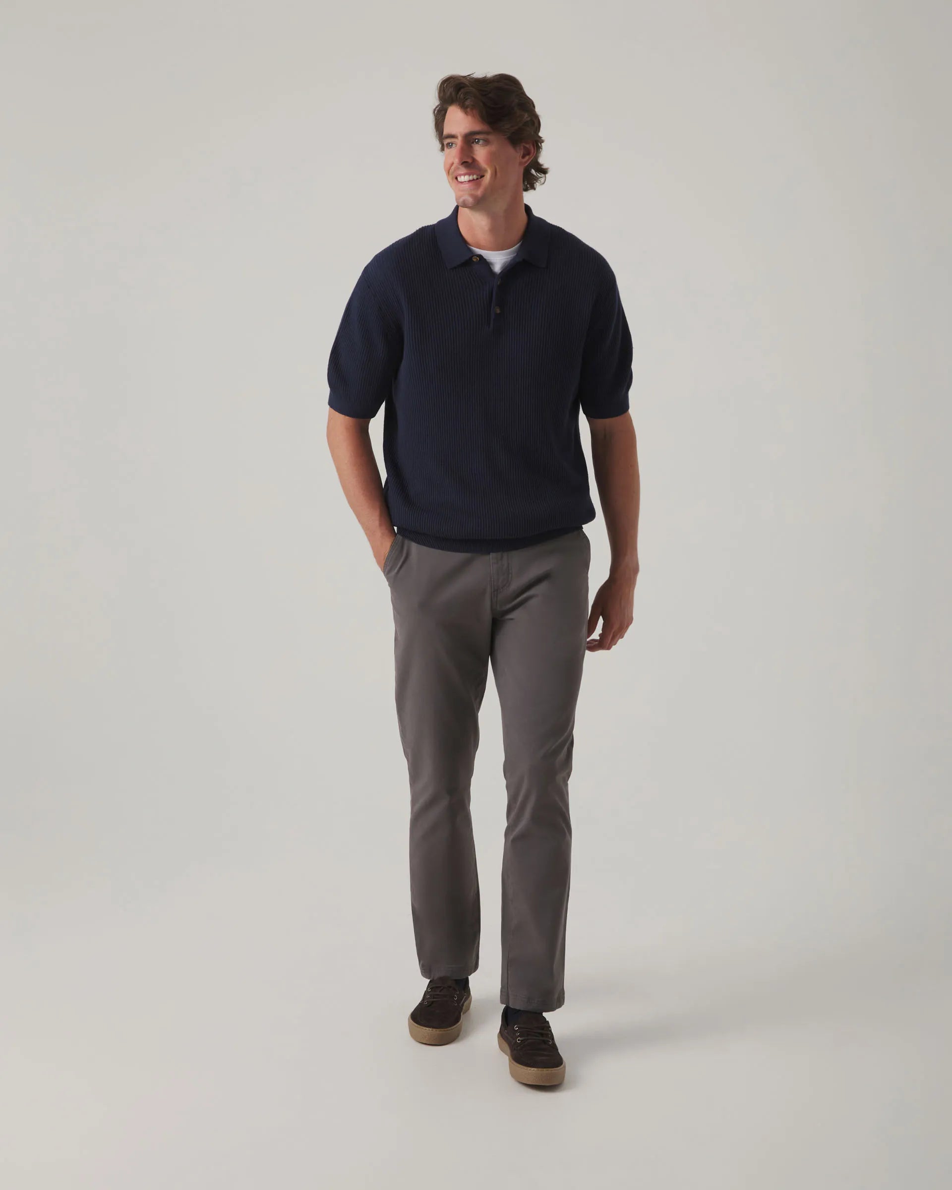 Polo de punto liso azul