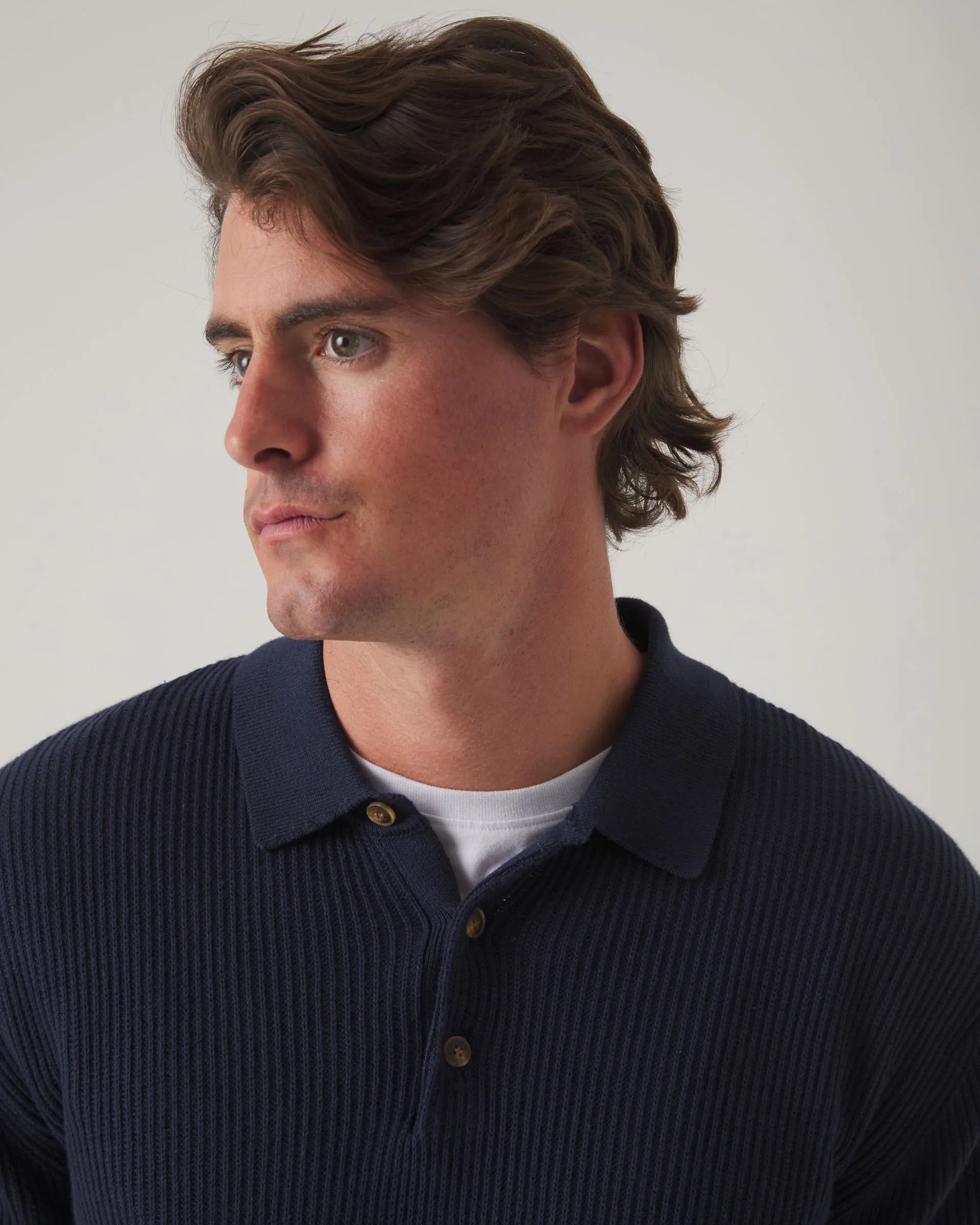 Polo de punto liso azul