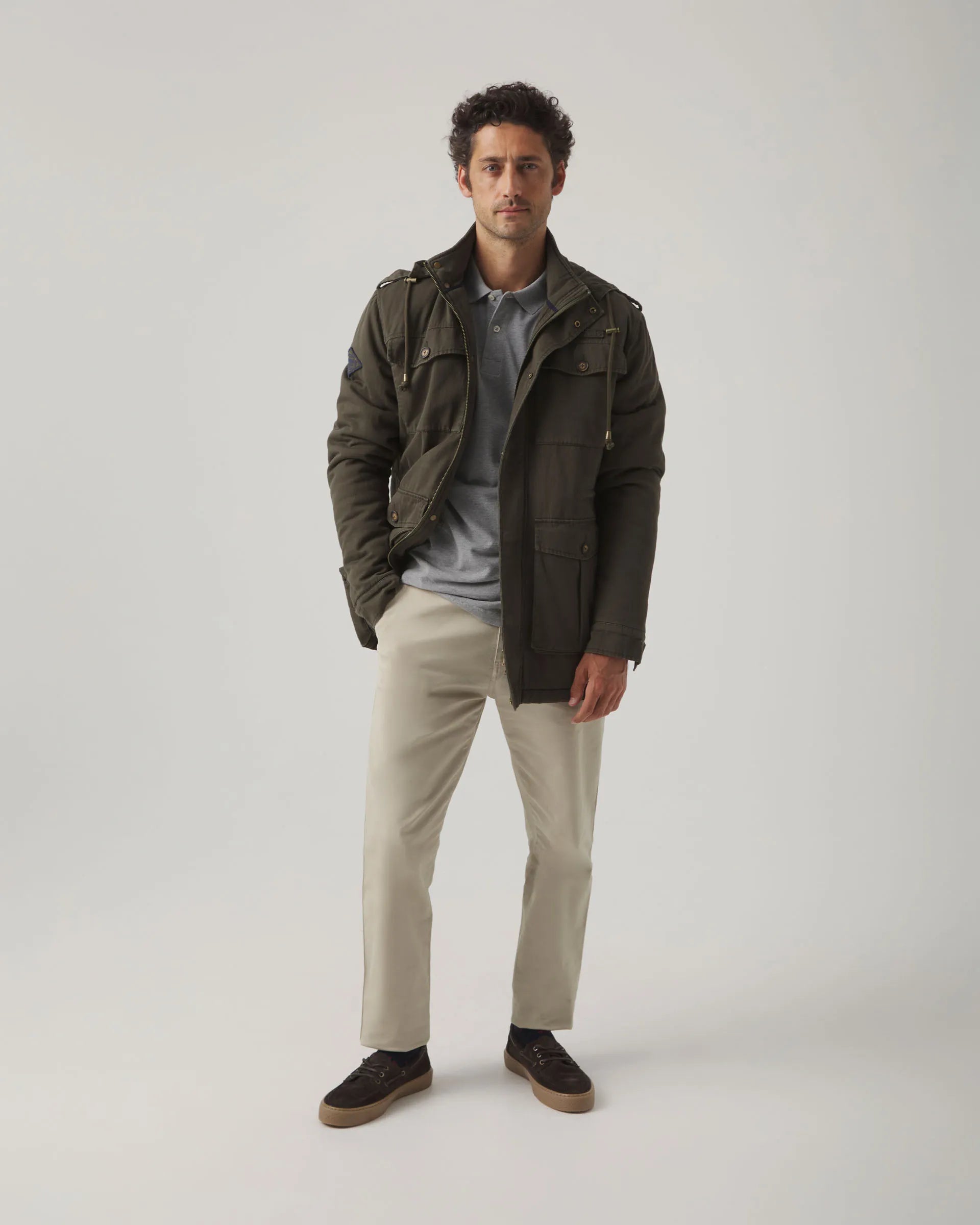 Chaqueta sahariana verde khaki