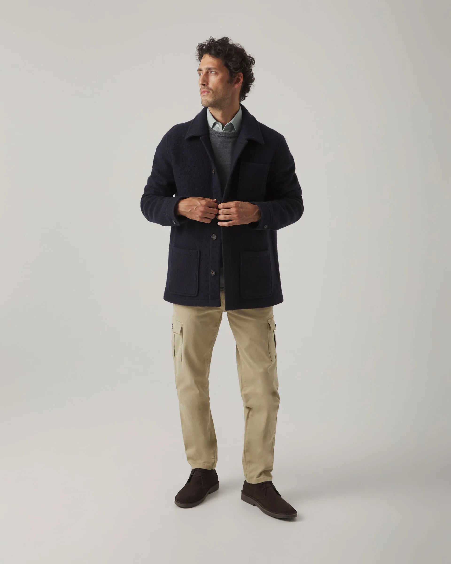 Chaqueta de lana azul marino