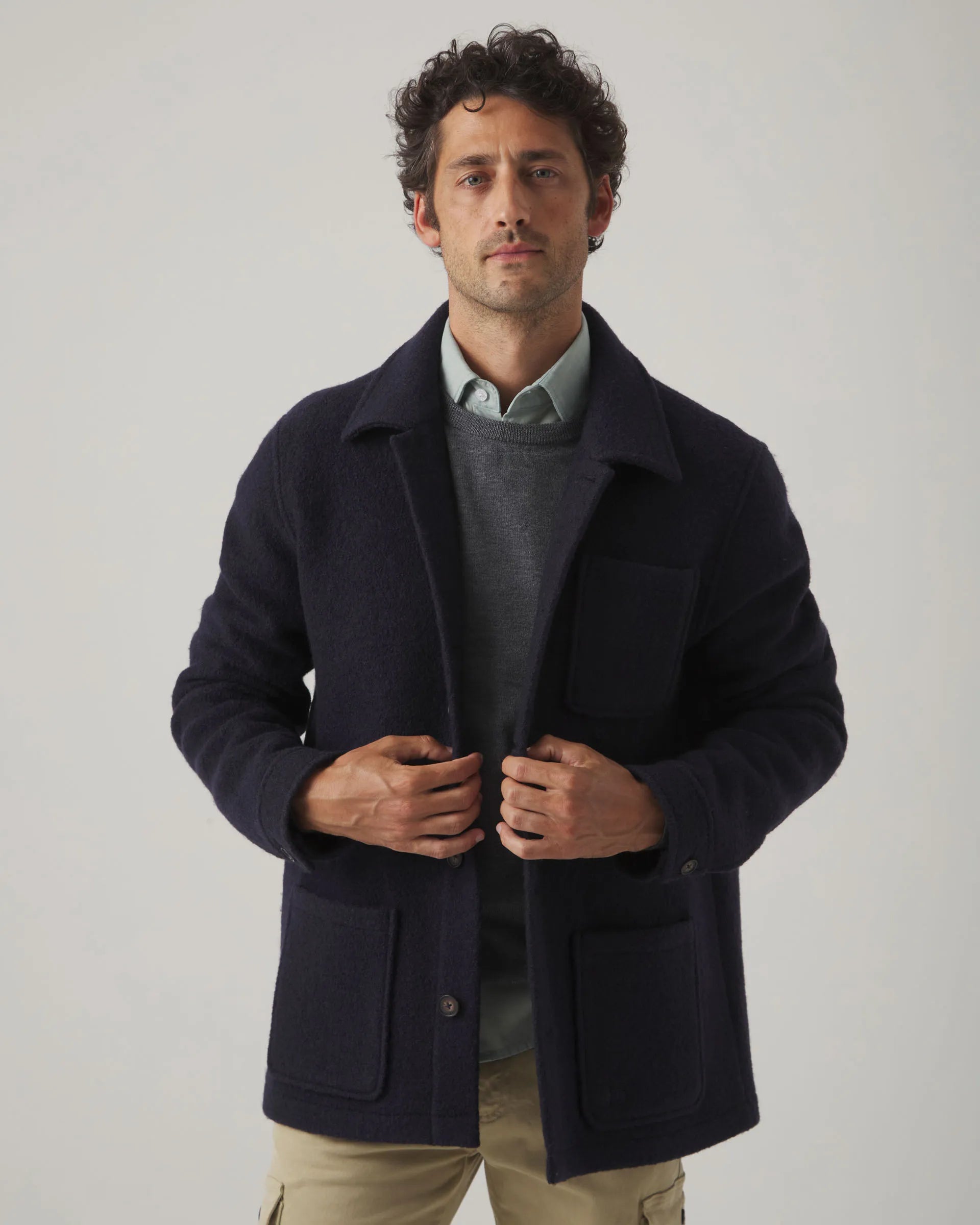 Chaqueta de lana azul marino