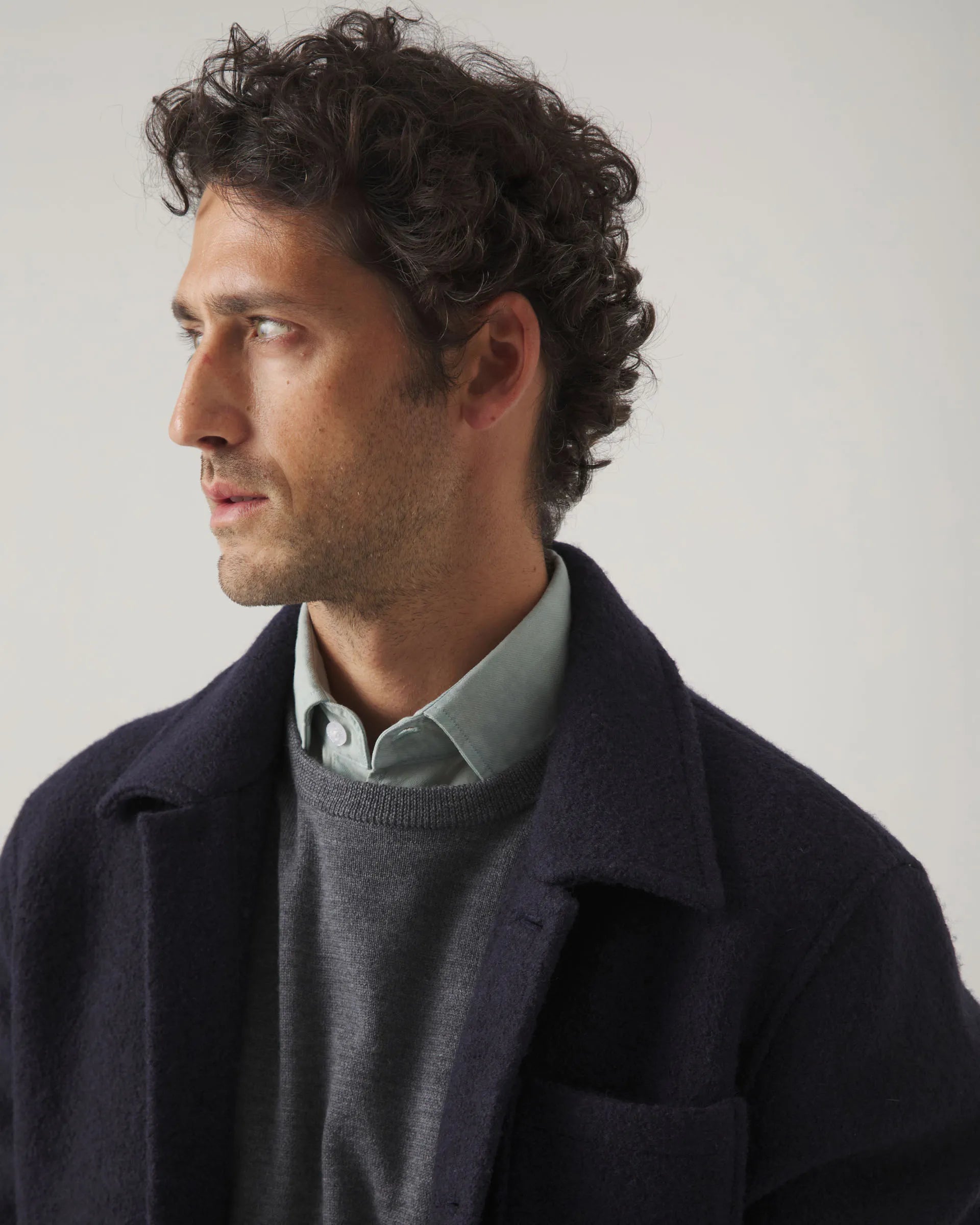 Chaqueta de lana azul marino