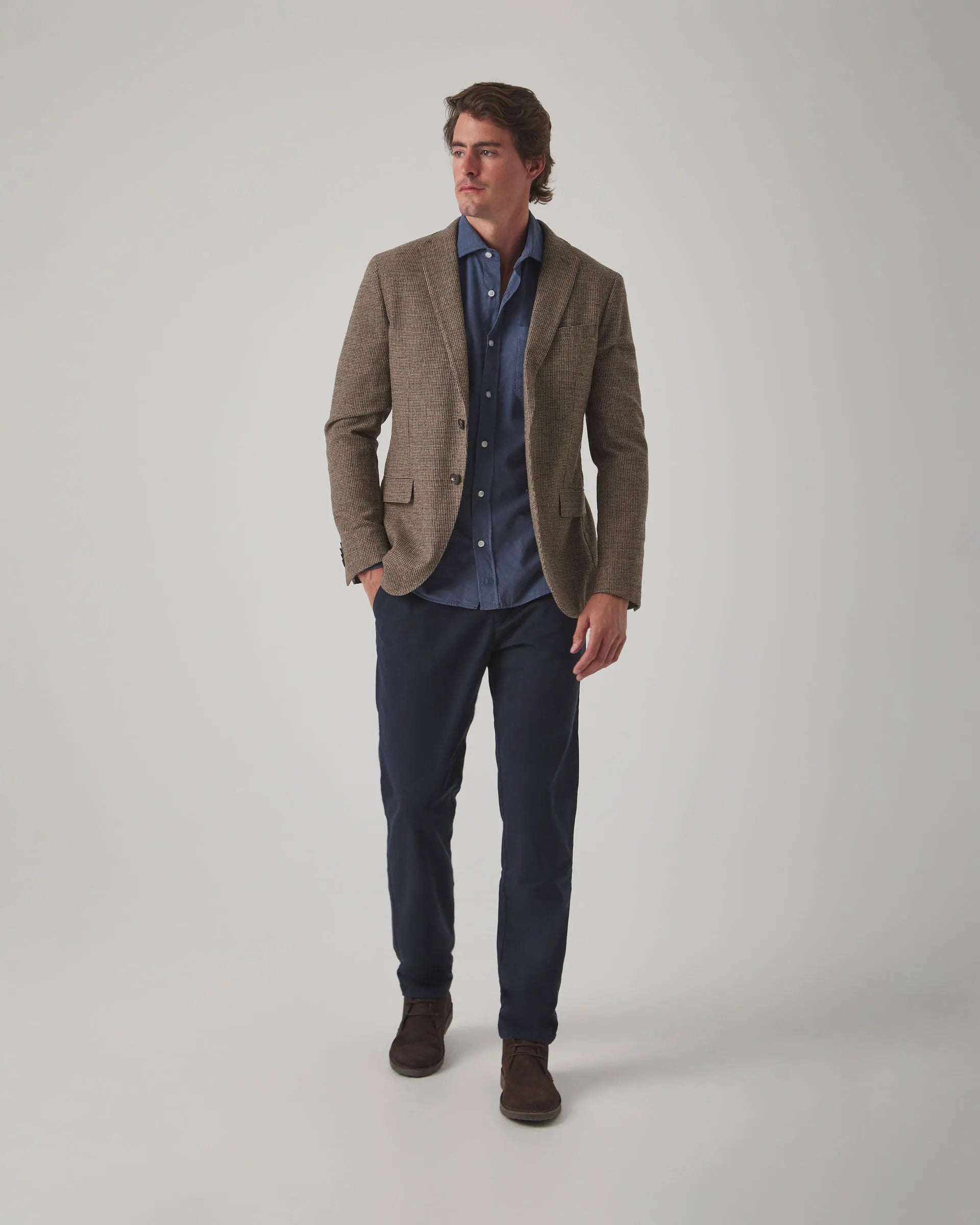 Americana de lana marrón pata de gallo