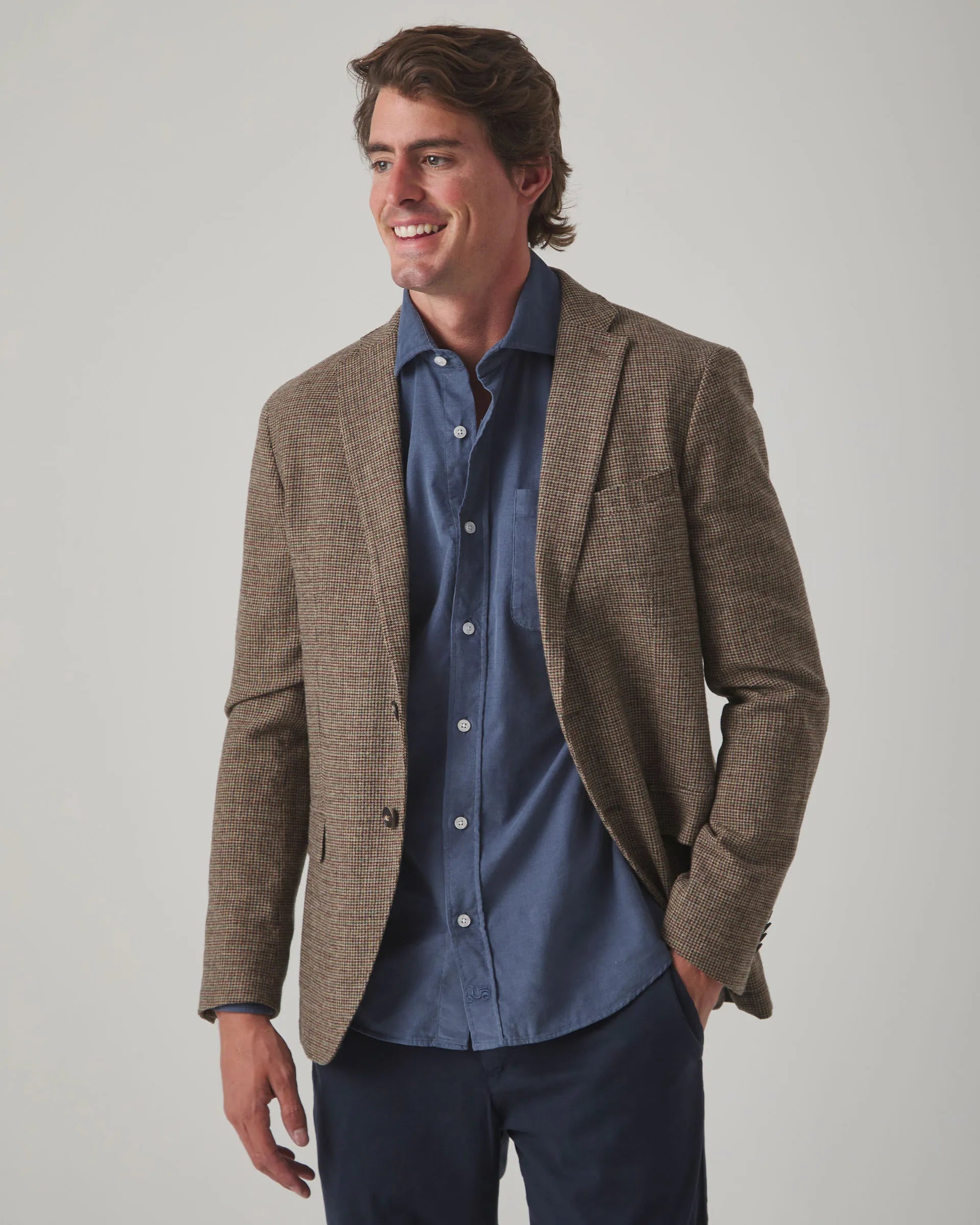 Americana de lana marrón pata de gallo