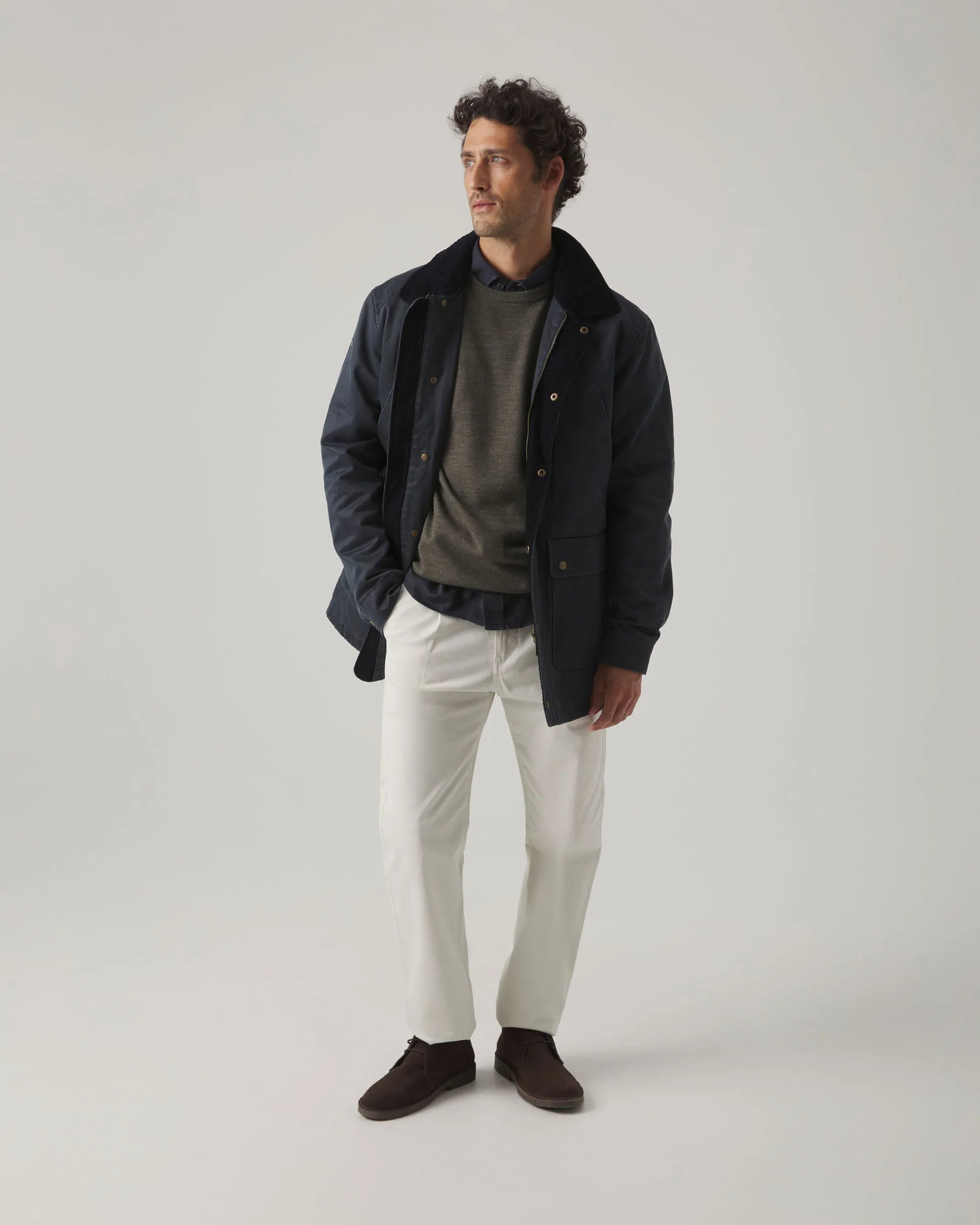 Chaqueta encerada azul marino