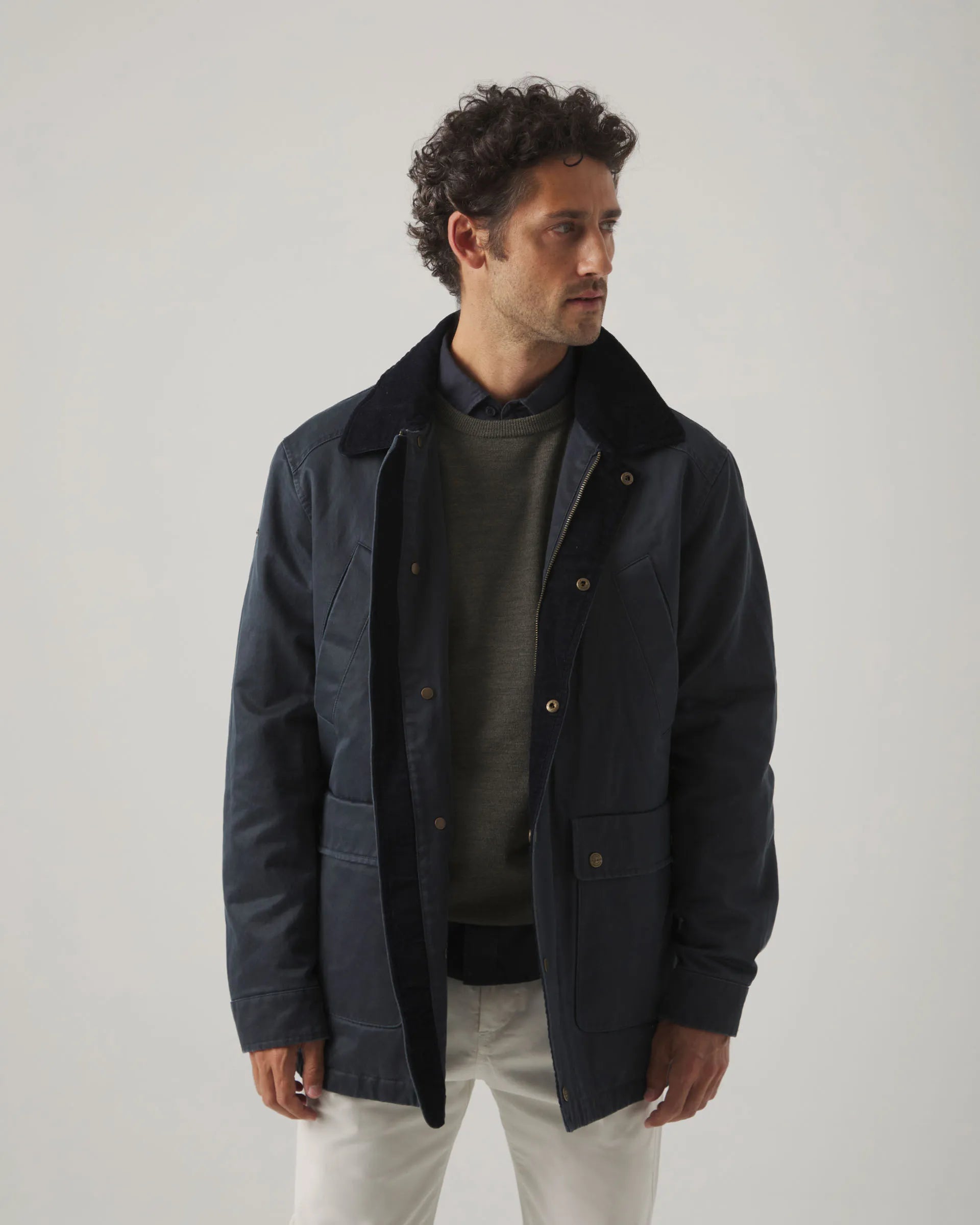 Chaqueta encerada azul marino