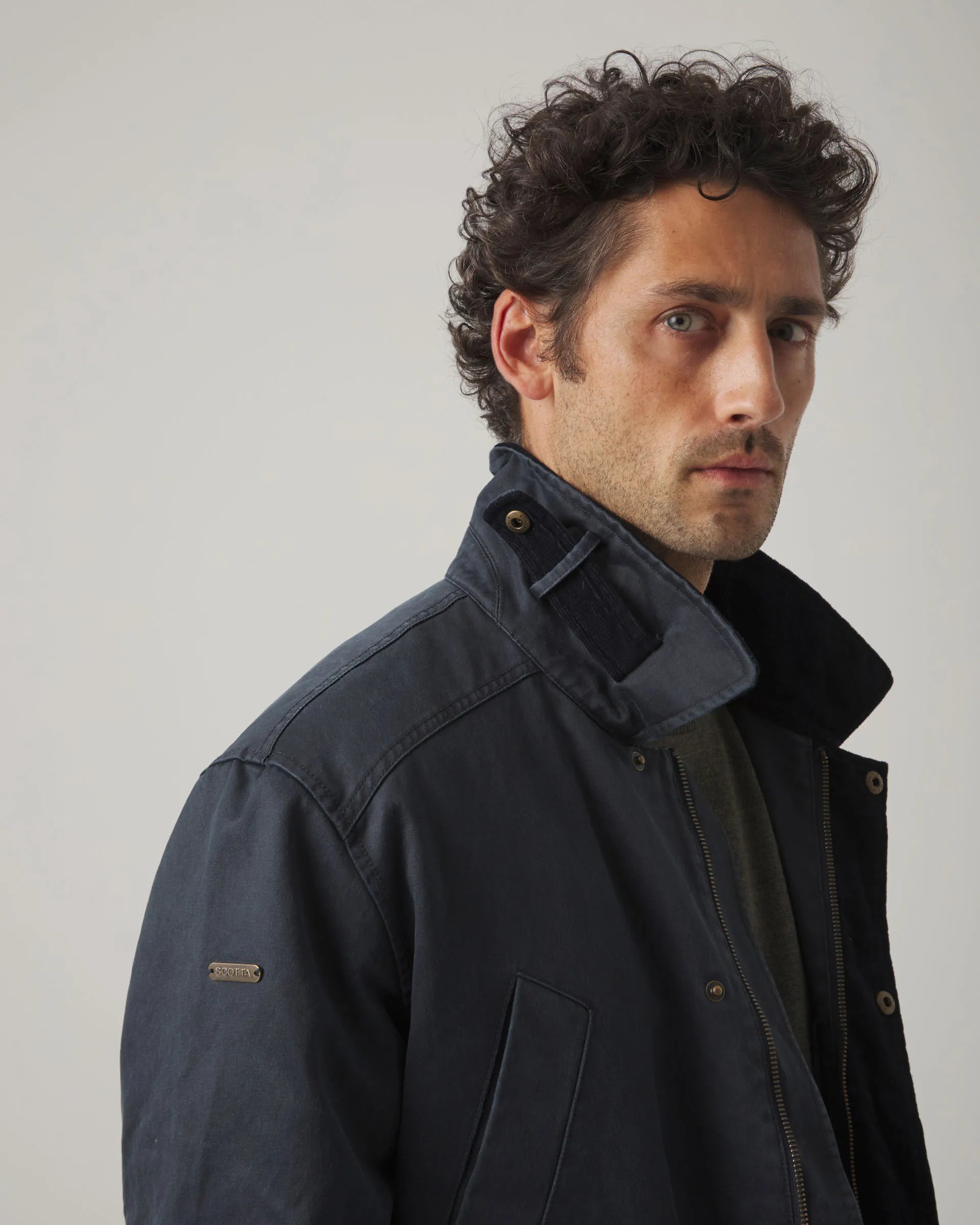 Chaqueta encerada azul marino