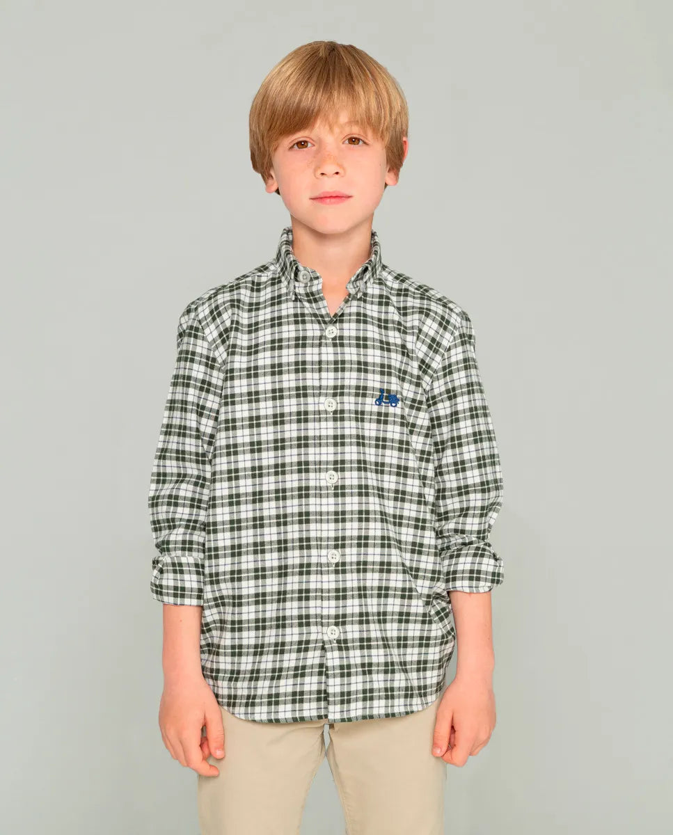 Camisa de niño de cuadros en verde